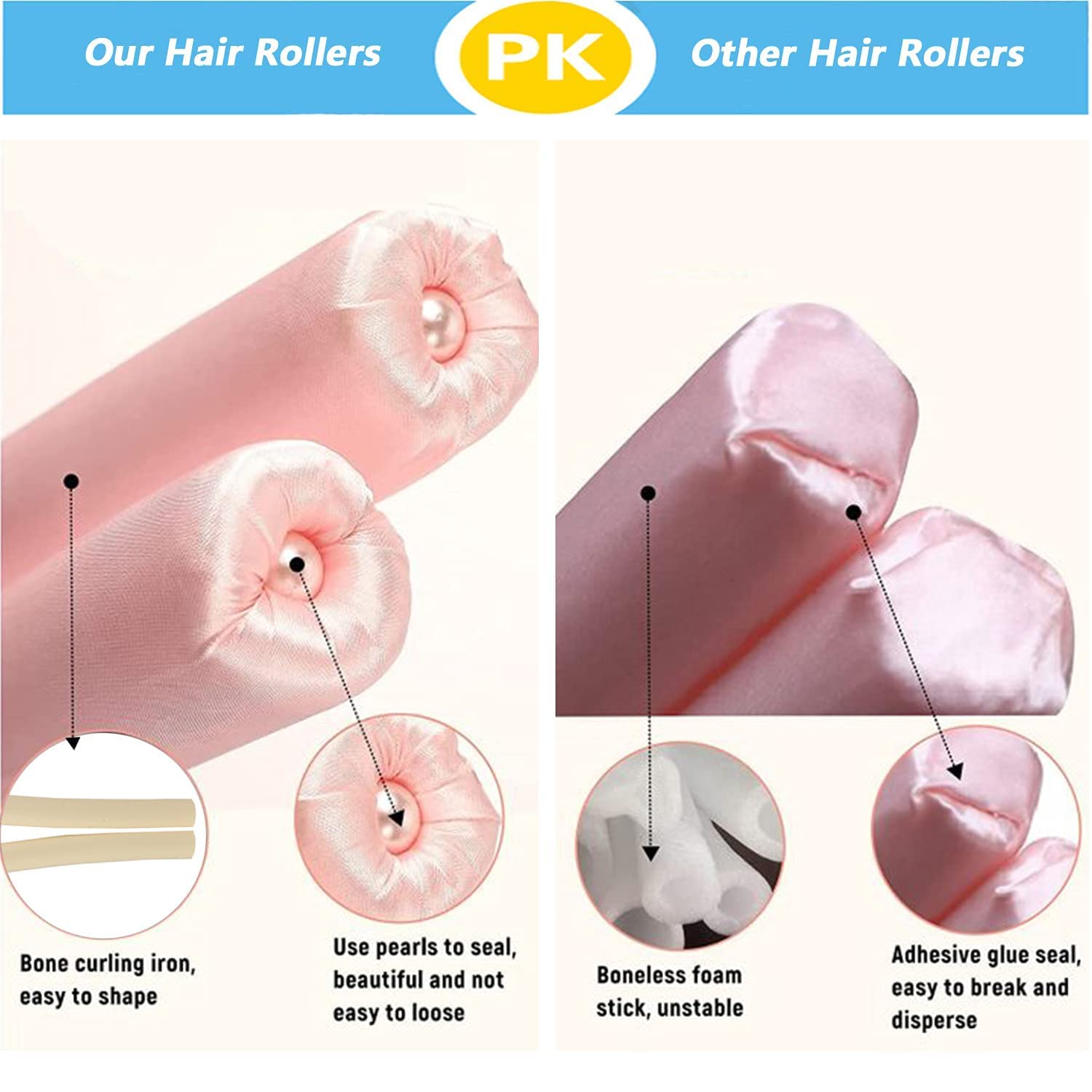 SHOPOGENIX Heatless Hair Curler Set - Soft Silk No Heat Curling Rod Headband & Hair Rollers for Long Hair with Hair Clips & Scrunchies | Overnight Curling Styling Tools for Women (Rose Red) | Perfect for Bedtime, Travel & Damage-Free Curls
