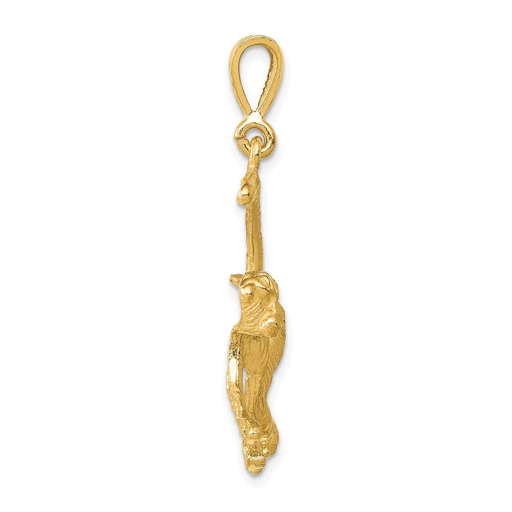 14k Yellow Gold Monkey Pendant - Black Bow Jewelry for Gifts & Parties
