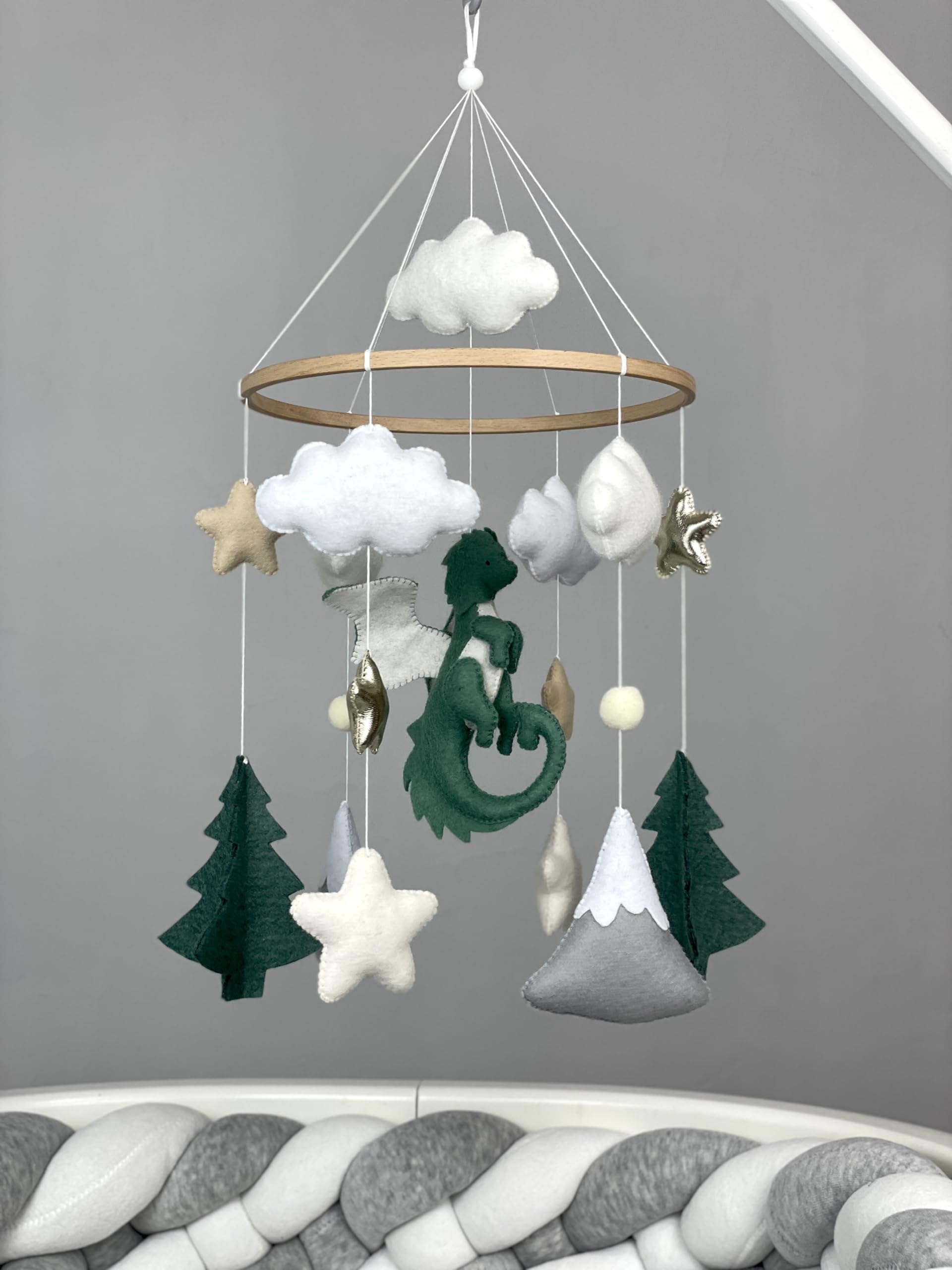 Dragon Crib Mobile for Baby Nursery - Fantasy Dragon Themed Baby Mobile with Hanger - Perfect for Baby Showers, Newborn Gifts & Nursery Decor - Ideal for Boys' Rooms, Themed Nurseries & Fantasy Decor
