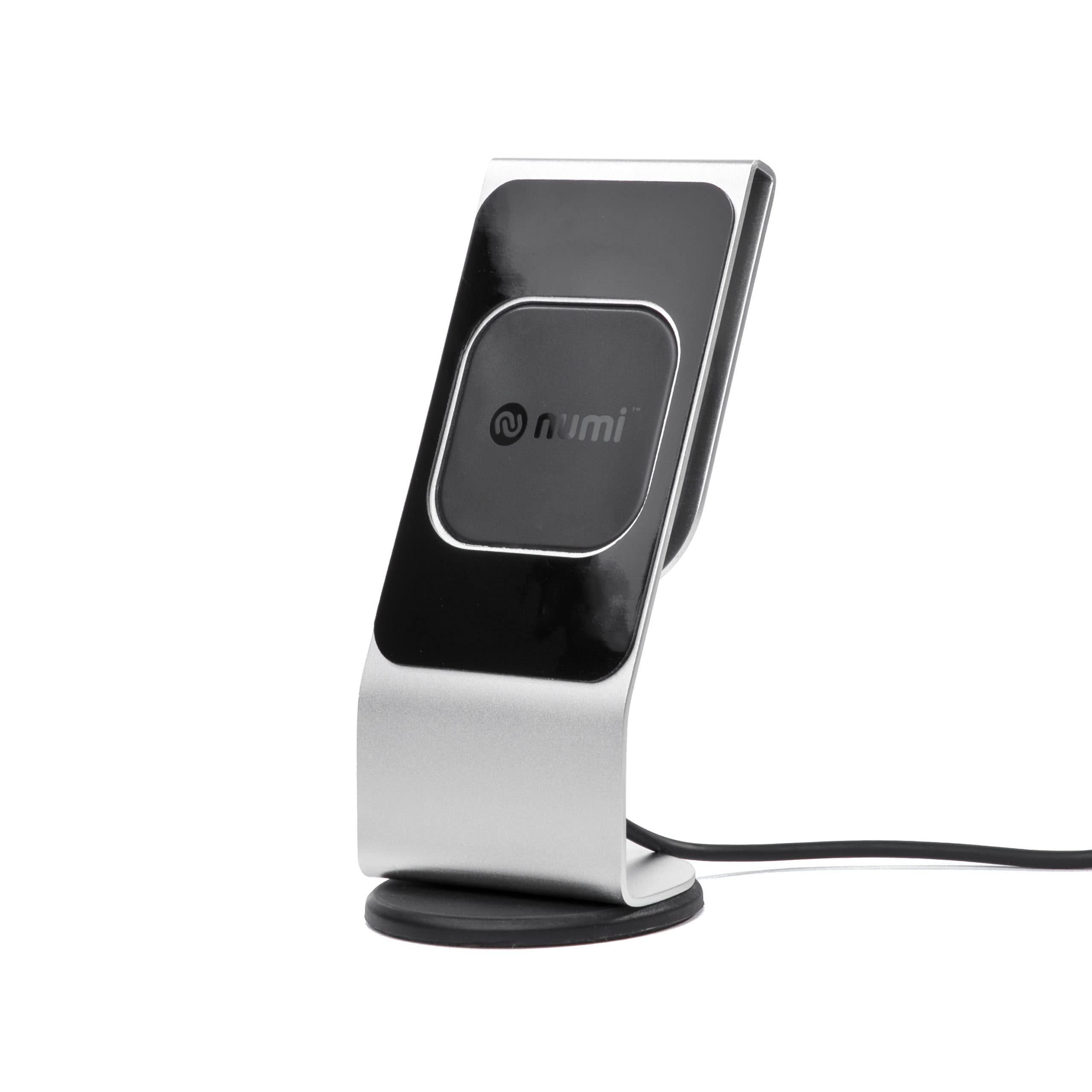 Numi Power Stand Wireless Charger with Swivel Base - Fast Qi Charging Pad for iPhone, Samsung & Qi-Enabled Phones (Silver) | Works with Phone Cases | Perfect for Desk, Nightstand & Office Use