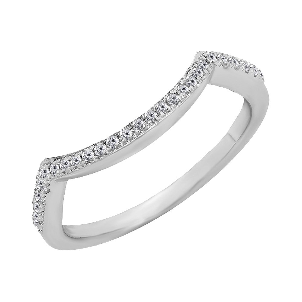 0.18 Cttw 10K Solid Gold Round Diamond Women's Wedding Stackable Contour Guard Ring - Dazzlingrock Collection | Perfect for Bridal Sets, Anniversary Gifts & Everyday Elegance