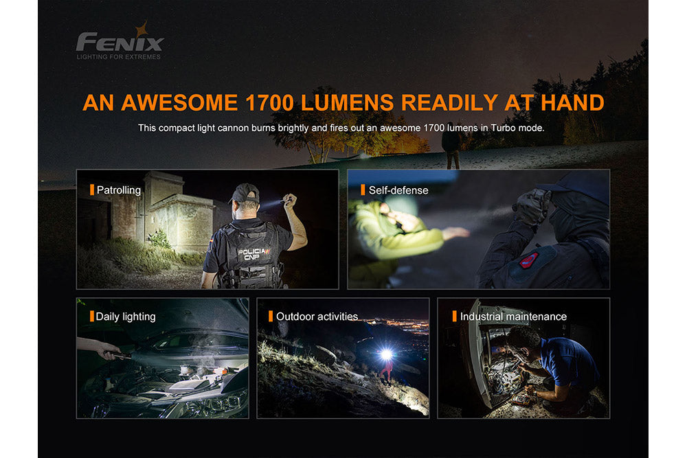 Fenix PD35 V3.0 Tactical Flashlight - 1700 Lumens High Power LED, Rechargeable EDC Torch for Camping, Hiking & Emergency Use