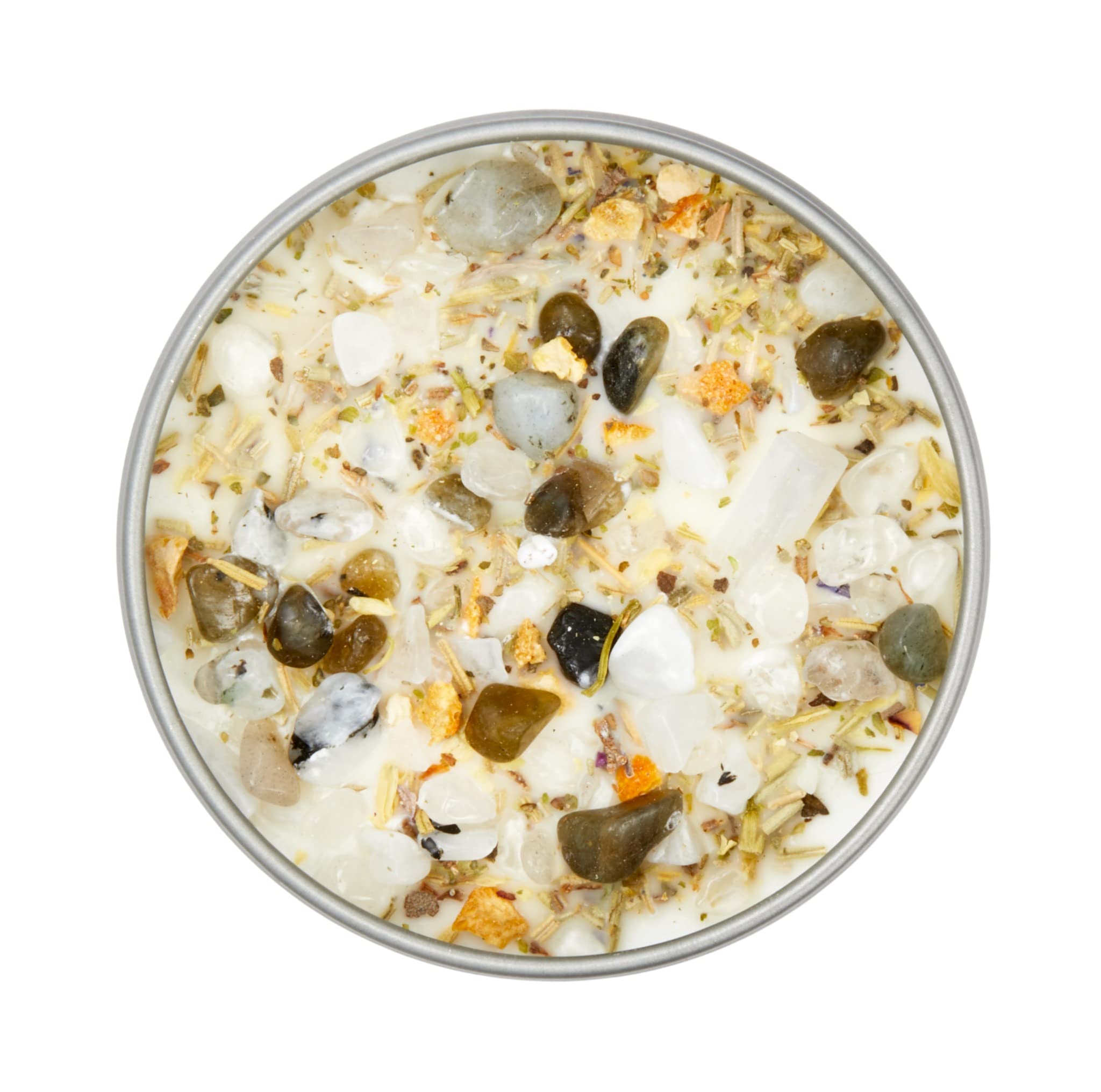 New Moon Beginnings Full Moon Purification & Cleansing Candle - Crystal Herb Infused Aromatherapy Soy Candle in 8oz Metal Tin - Perfect for Meditation, Yoga & Spiritual Rituals