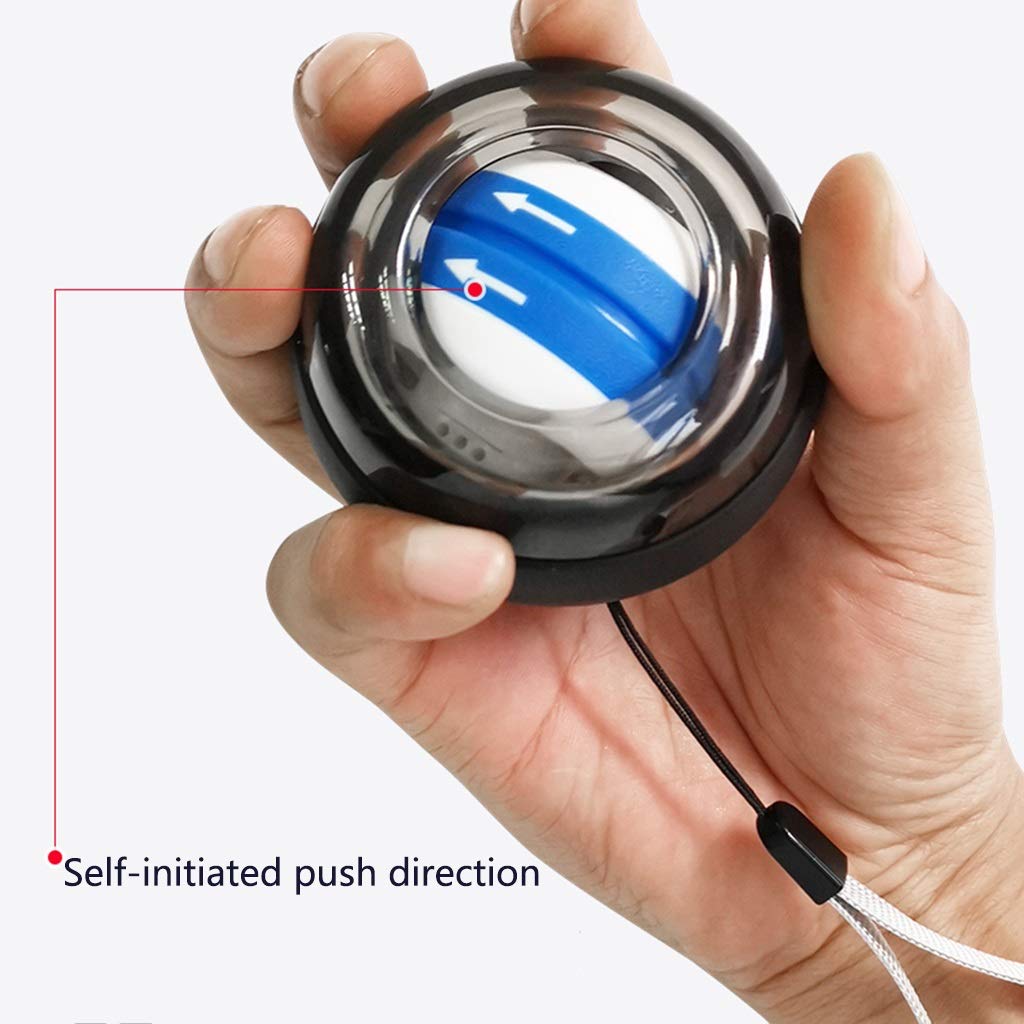 Self-Starting Gyro Ball Wrist Exerciser - Gray Stress Relief & Strength Training Toy for Office, Gym & Home Workouts - Improve Grip & Arm Muscles