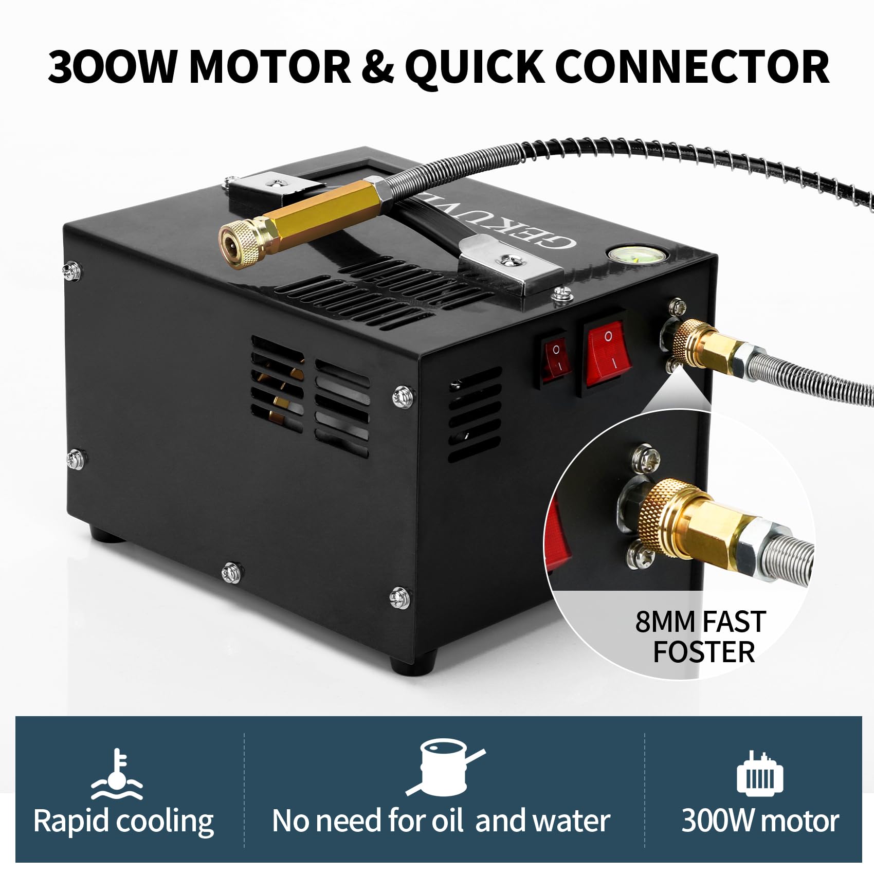 4500PSI PCP Air Compressor - 30MPa Oil-Free High Pressure Pump for PCP Rifles & Paintball Guns | 12V DC/110V AC Dual Power with Built-in Cooling Fan | Portable Airgun Compressor for Hunting, Shooting Sports & Automotive Use