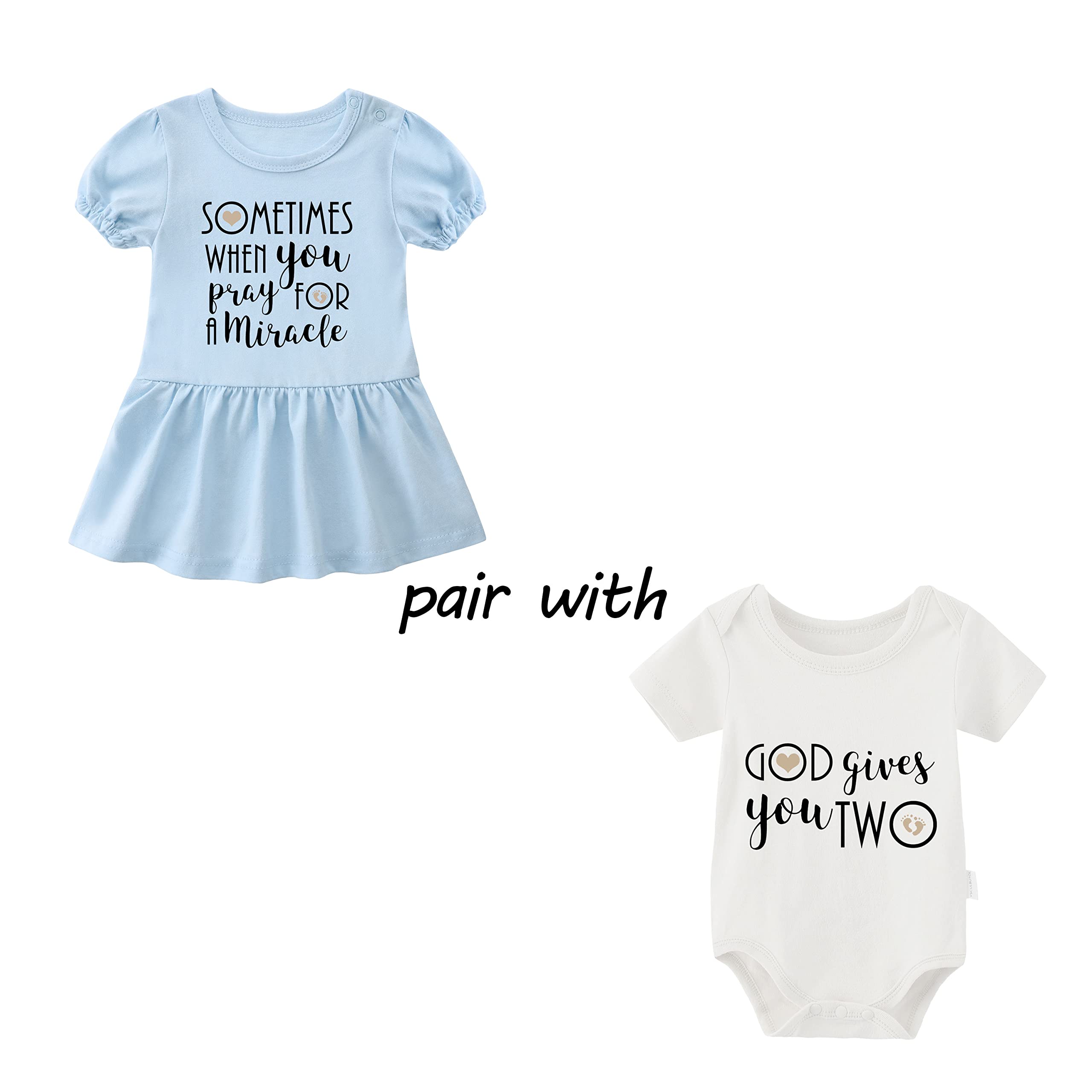 YSCULBUTOL Matching Baby Twins Bodysuit Set - Newborn Boy & Girl Outfits with Skirted Romper | Perfect for Photoshoots, Baptisms & Twin Announcements