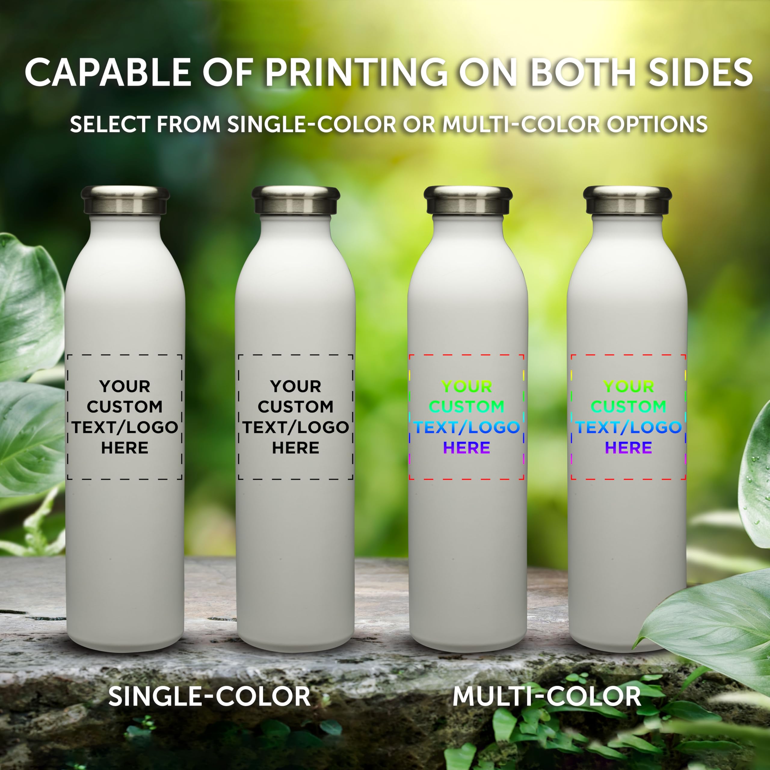 24-Pack Custom Stainless Steel Water Bottles 20oz - Personalized Double Wall Insulated Tumbler for Hot & Cold Drinks - Bulk Posh Drinkware for Office, Gym, Promotions & Gifts (White)