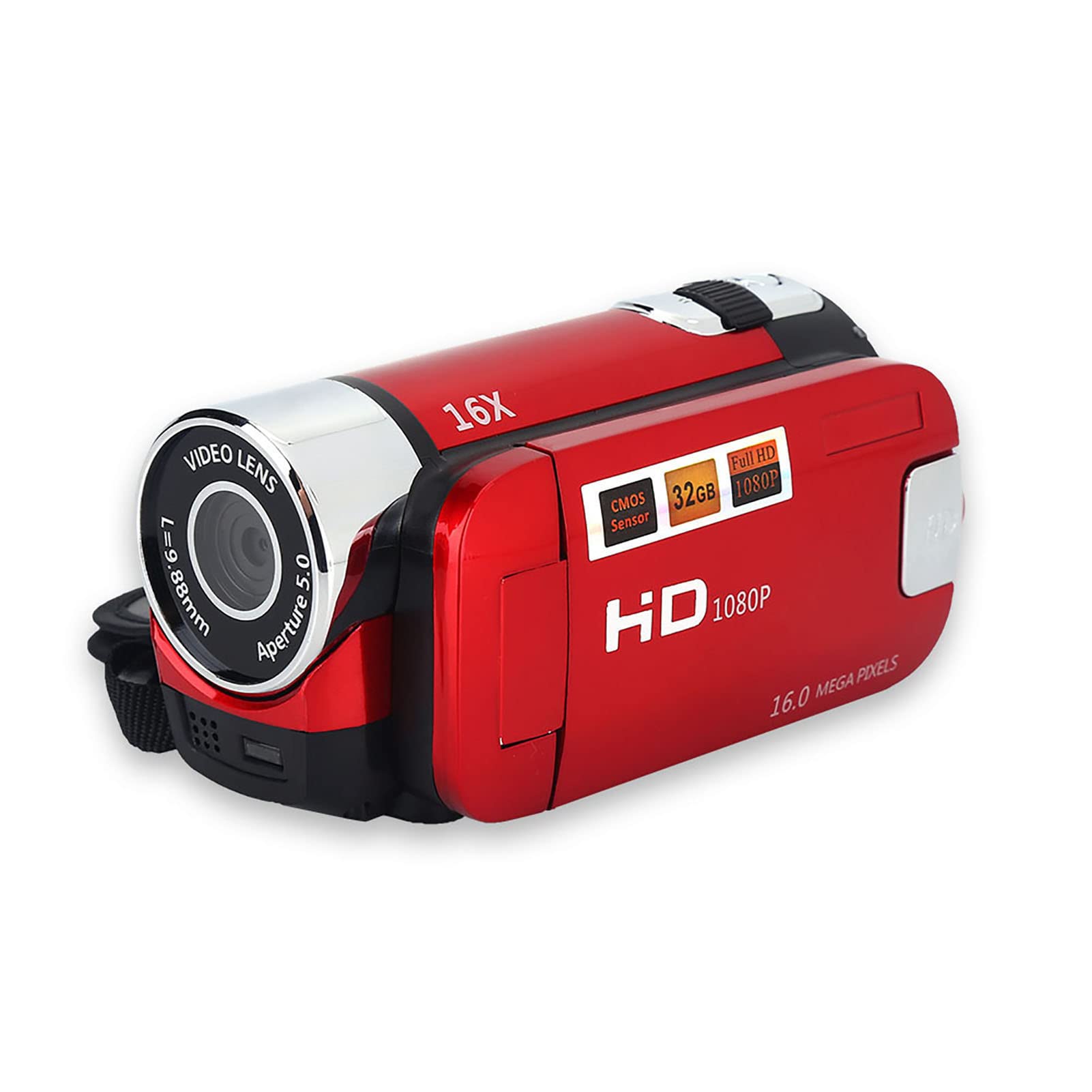 4K HD Video Camera with 16X Zoom & Rotatable Screen - Digital Camcorder for Vlogging, YouTube, Travel & Home Movies (Red) - Perfect for Content Creators, Family Events & Outdoor Adventures