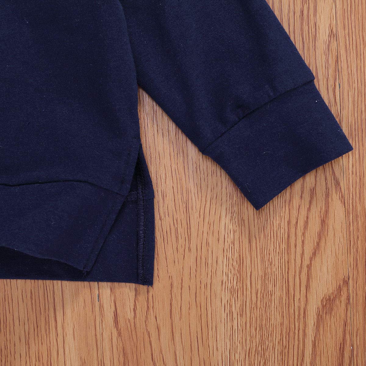 **Baby Boy Girl Fall Outfits - 2Pcs Long Sleeve Pullover Sweatshirt & Striped Pants Set (12-18 Months, Dark Blue) - Cozy & Stylish for Playdates & Family Photos**
