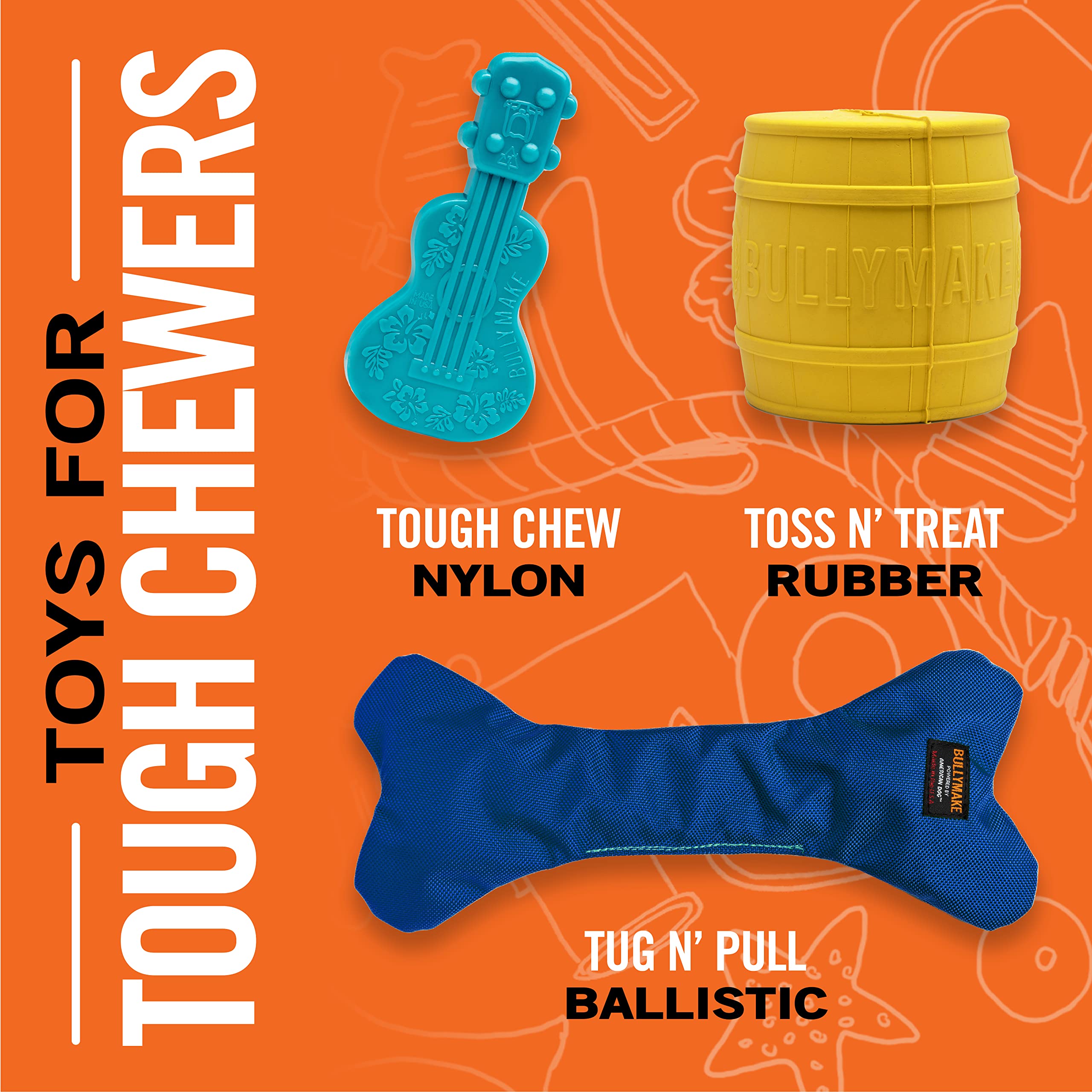 BULLYMAKE Nylon Steak Chew Toy for Aggressive Chewers | Ultra Durable USA-Made Dog Chew Toy | Perfect for Large Breed Dogs & Strong Chewers | Great for Playtime, Training & Dental Health