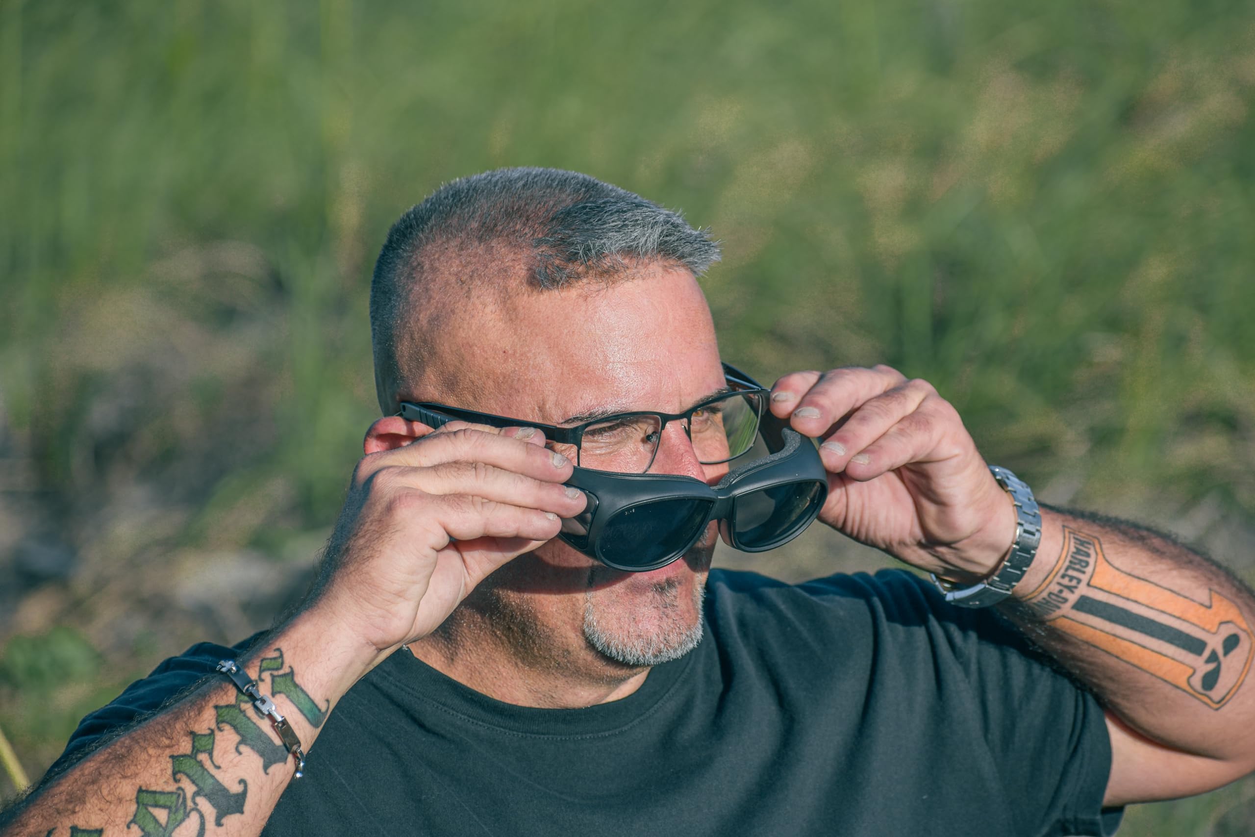 Global Vision Motorcycle Safety Sunglasses with Smoke Lens & Foam Padding - ANSI Z87.1 Certified, Fits Over Prescription Glasses - Perfect for Riding, Cycling & Outdoor Sports