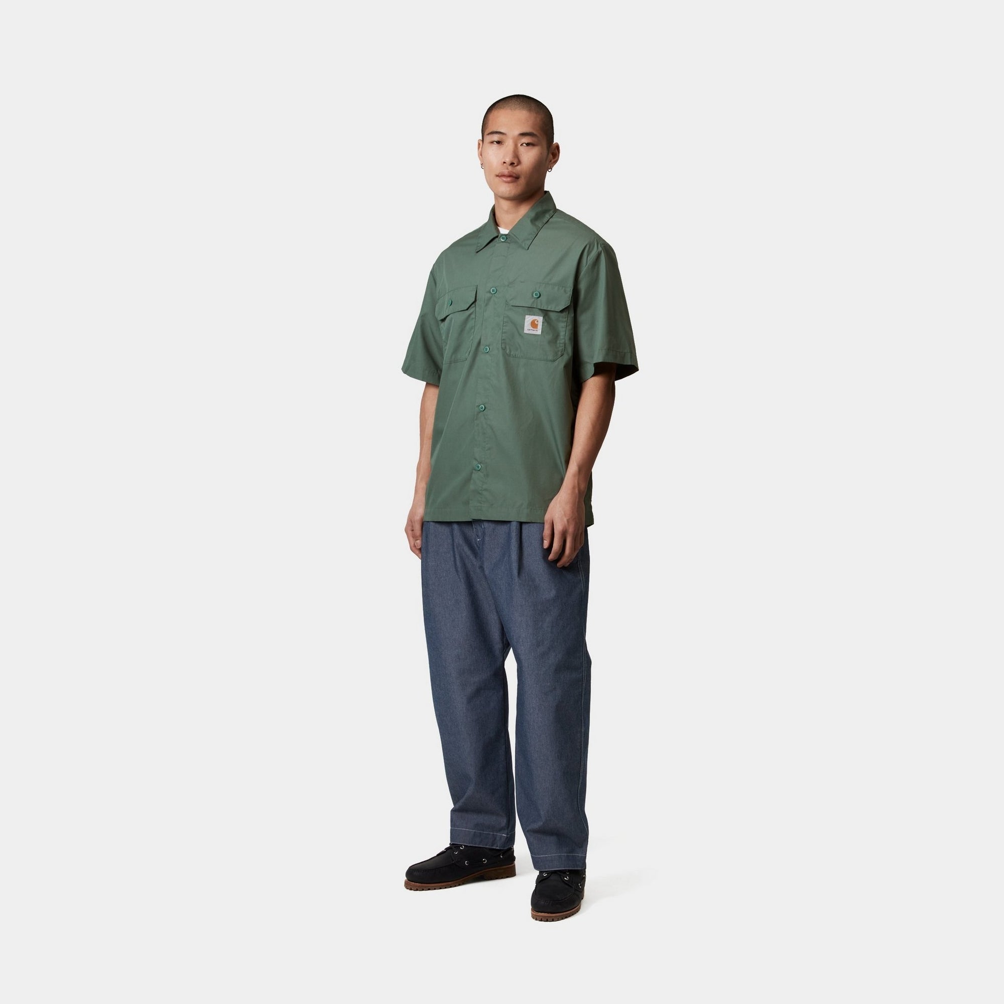Men's Craft Short Sleeve Button Down Shirt - Silver Pine Green | Casual Wear for Outdoor Activities & Summer Fashion