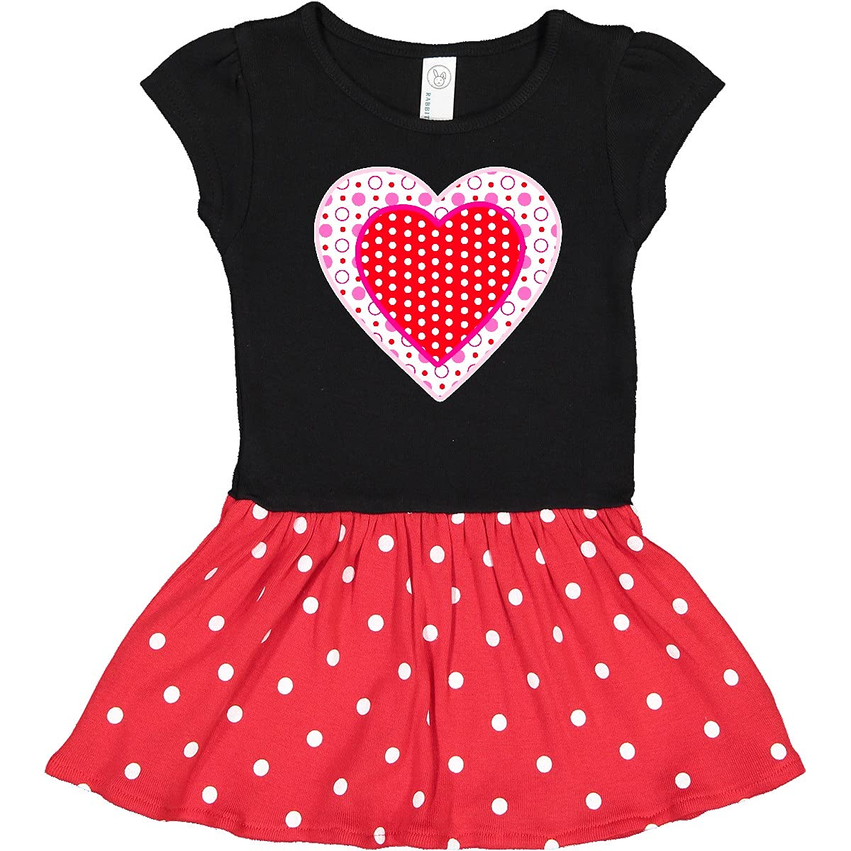 Inktastic Valentine Red Heart with Dots Infant Baby Girl Dress - Cute Outfit for Holidays, Photos & Special Occasions