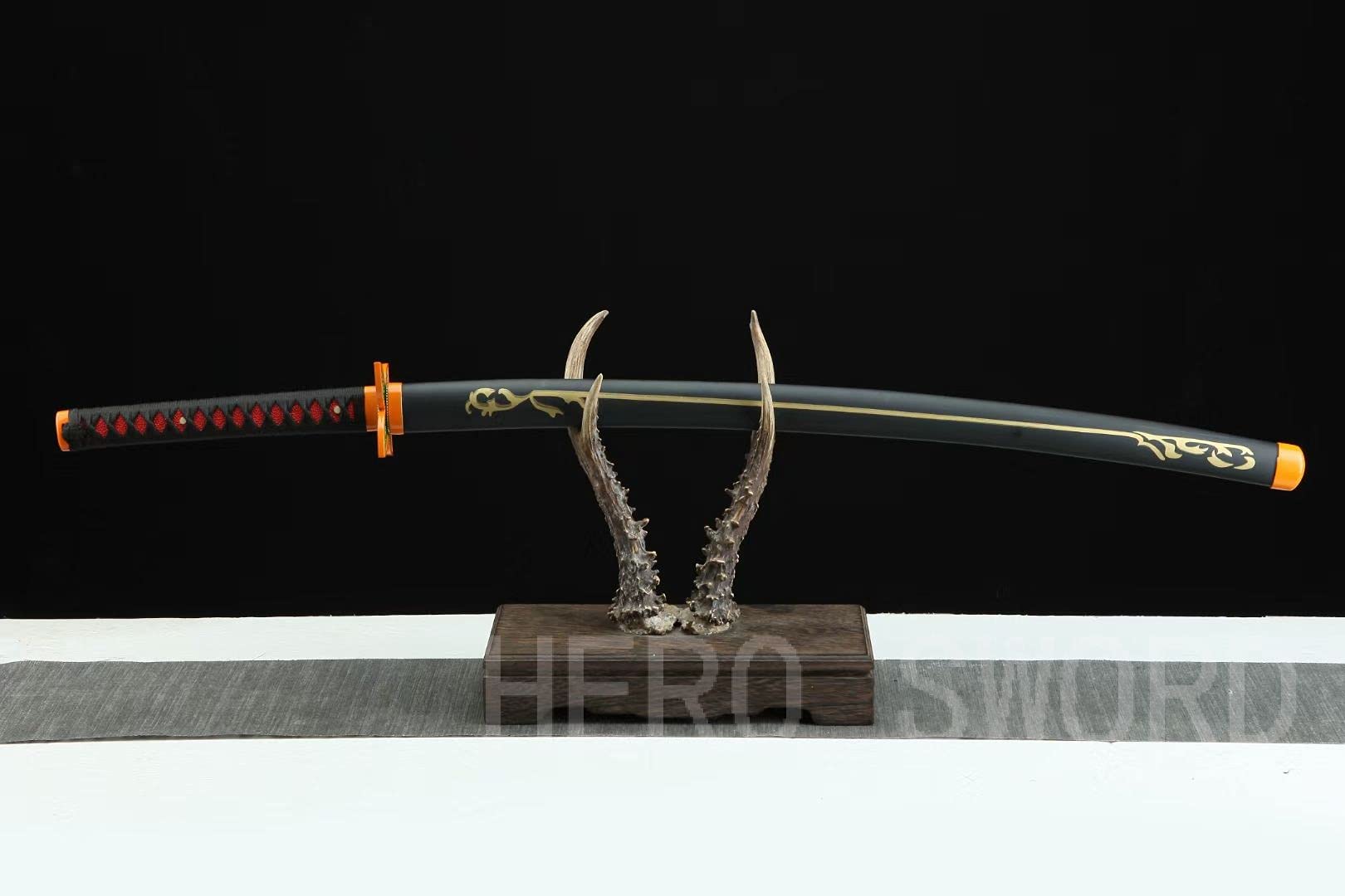 Authentic Japanese Anime HERO SWORD - Hand Forged 1045 Carbon Steel Samurai Katana - Full Tang Handmade Demon Slayer Sword - Sharp Practical Katana for Cosplay, Martial Arts & Collection