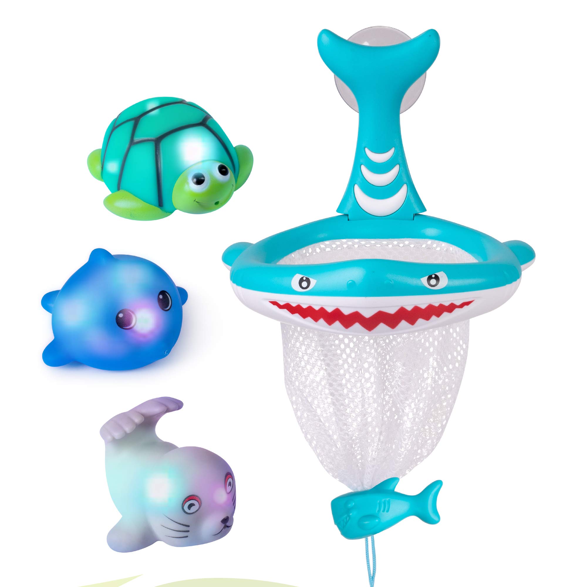 Fun Baby Bath Toys Set - Shark Grabber with 4 Toy Fish for Toddlers Boys & Girls | Shark Hoop & Friends Bathtub Play Set | Perfect for Sensory Play, Bath Time Fun & Early Learning