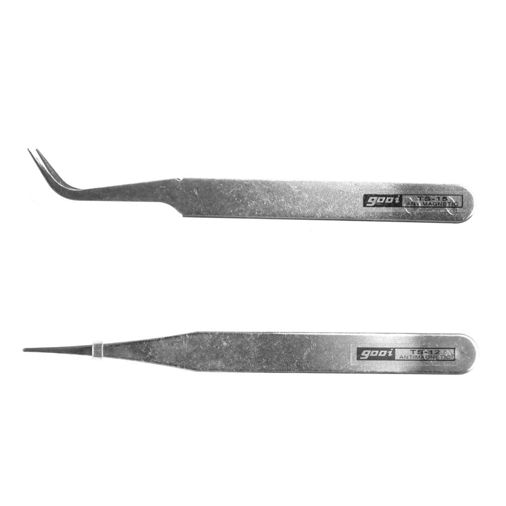 Professional Eyelash Extension Tweezers Set - Straight & Curved Tip Stainless Steel Lash Tweezers for Precision Application - 10.5cm Silver Beauty Tools for Salon & Home Use