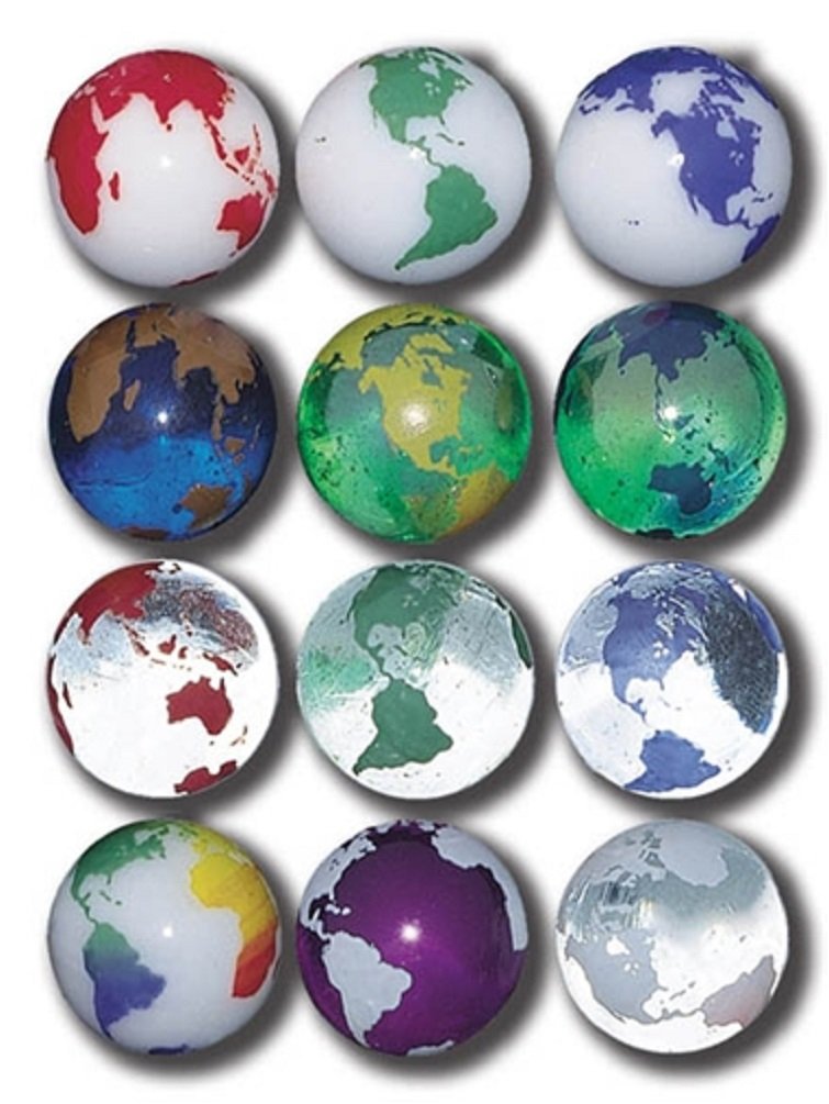 22mm Rainbow Earth Marbles - Pack of 50 Assorted Colorful Glass Marbles for Kids, DIY Crafts, Home Decor, Vase Fillers & Sensory Play