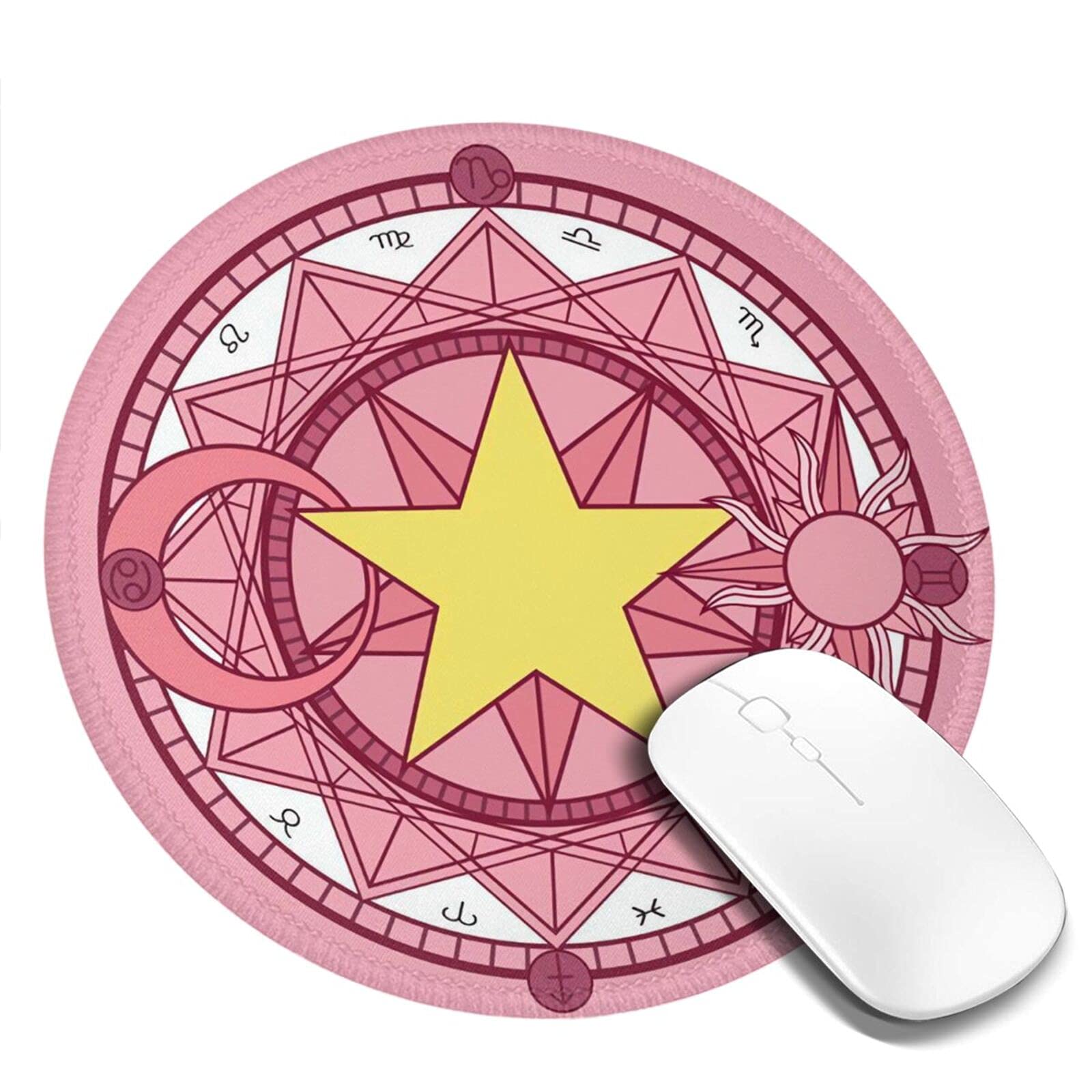 Anime Pink Sakura Gaming Mouse Pad - Cute Round Rubber Non-Slip Desk Mat for Computer & Laptop - Perfect for Gaming, Office Work & Home Use