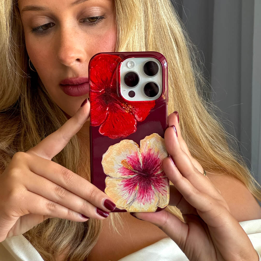 Premium Hibiscus Flower Phone Case - Durable Protective Cover for iPhone & Samsung - Tropical Floral Design for Beach, Vacation & Summer Style