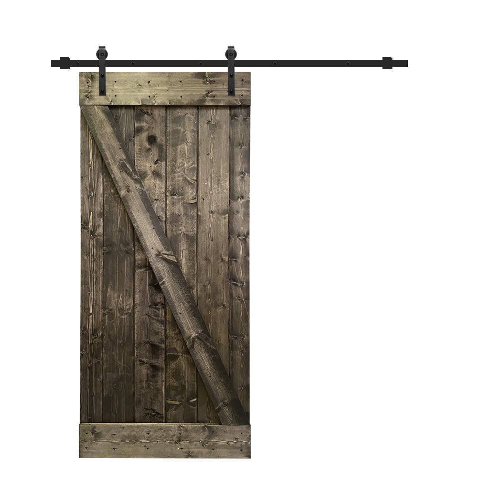TMS Solid Knotty Pine Wood Sliding Barn Door with Hardware Kit - 84