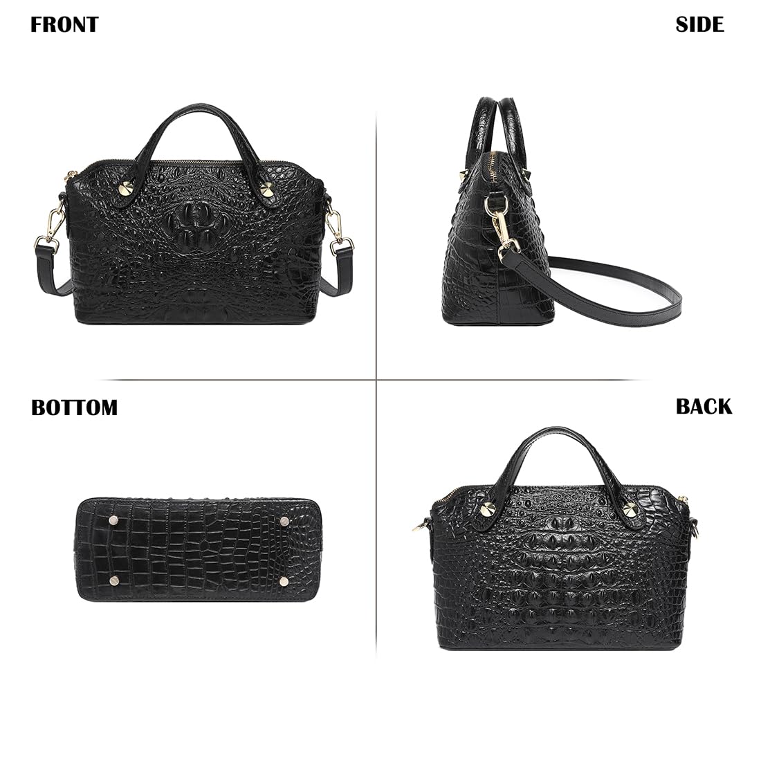 Genuine Leather Crossbody Bag for Women - Small Crocodile Embossed Shoulder Purse, Designer Handbag for Ladies - Perfect for Work, Travel & Everyday Use