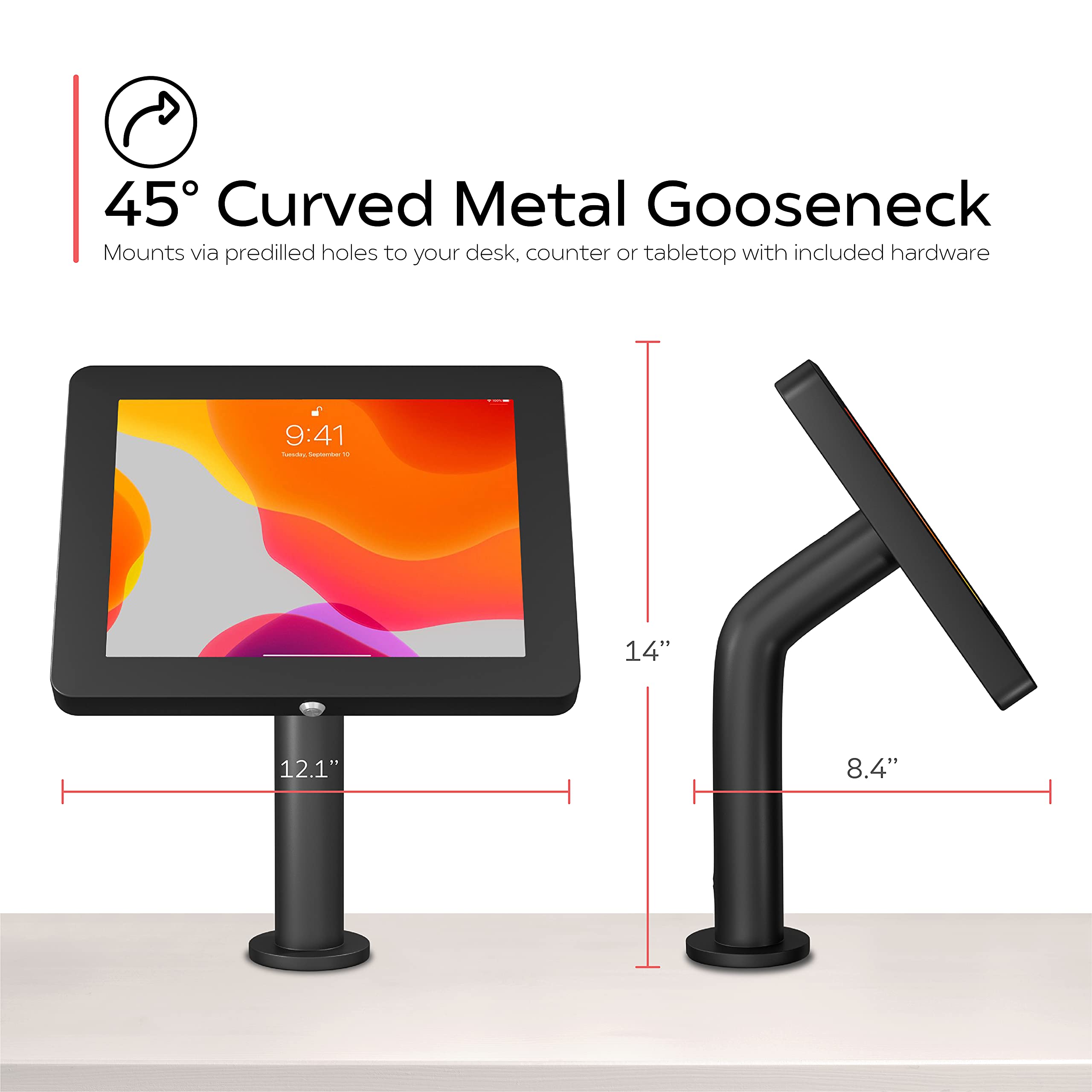 CTA Adjustable Gooseneck Wall Mount for iPad 7/8/9 Gen 10.2