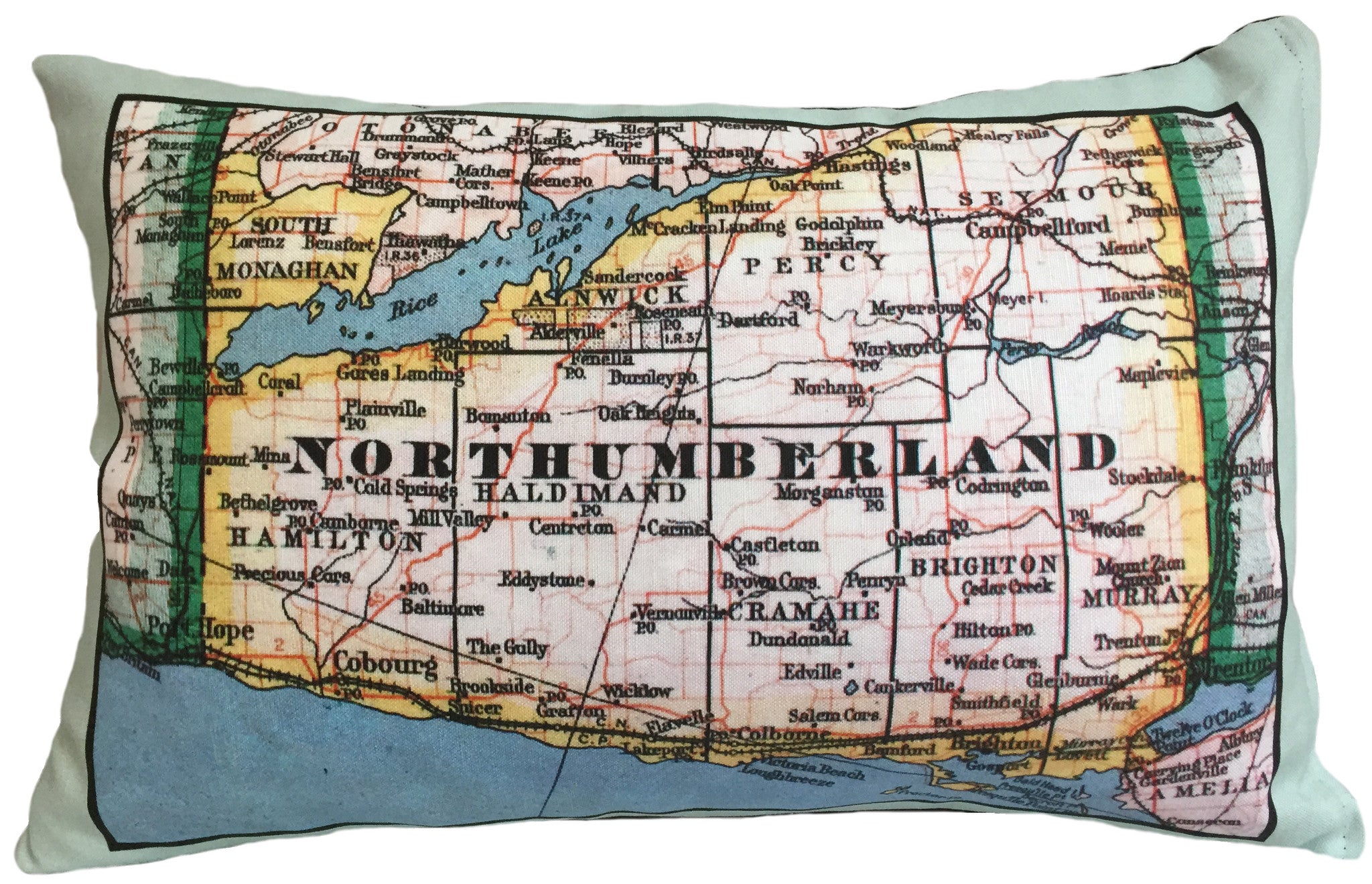 Vintage Northumberland Map Print Decorative Throw Pillow Cover - 18x18 Inch Home Decor for Living Room, Bedroom, Sofa & Couch