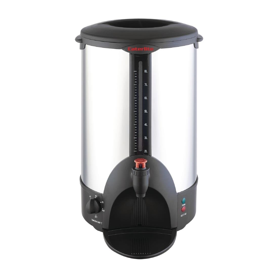 Caterlite 8L Electric Hot Water Urn - 8 Liter Stainless Steel Commercial Tea Coffee Dispenser for Parties, Events & Catering Services