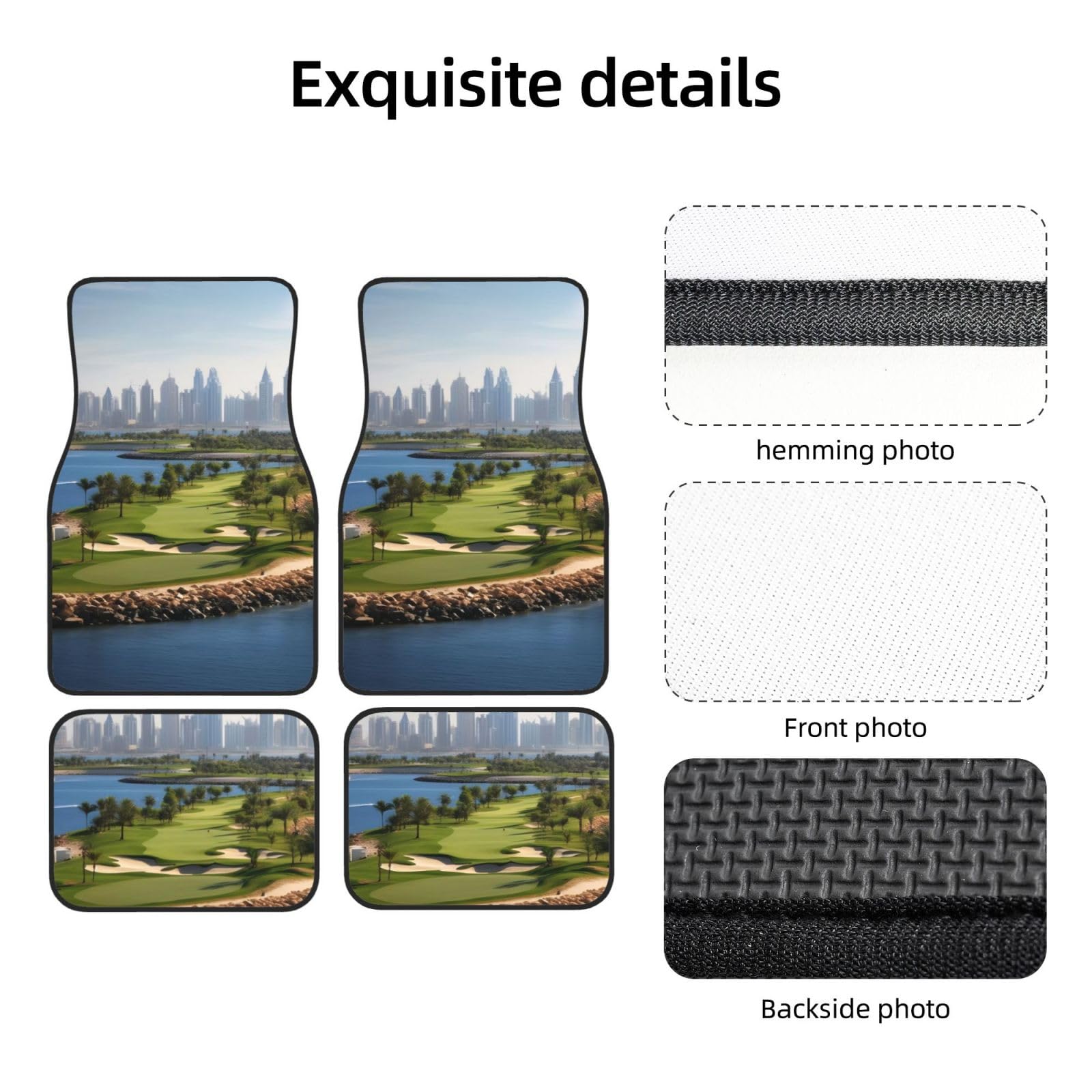 Premium Golf Yacht Club Car Floor Mats - 4-Piece Full Set for Front & Rear Seats - Universal Fit for Sedans, SUVs, Trucks & Vans - Waterproof & Anti-Slip Protection - Perfect for Golf Enthusiasts & Luxury Car Owners
