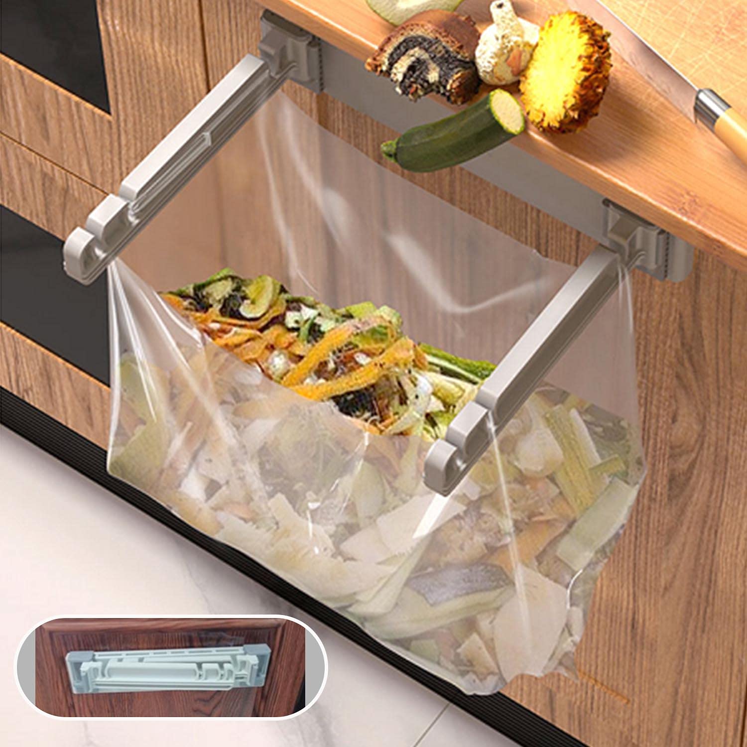 Plastic Bag Holder Trash Can - Foldable Wall-Mounted Garbage Bag Dispenser for Kitchen, Bathroom, RV & Counter Storage | Space-Saving Solution for Shopping Bags & Waste Disposal