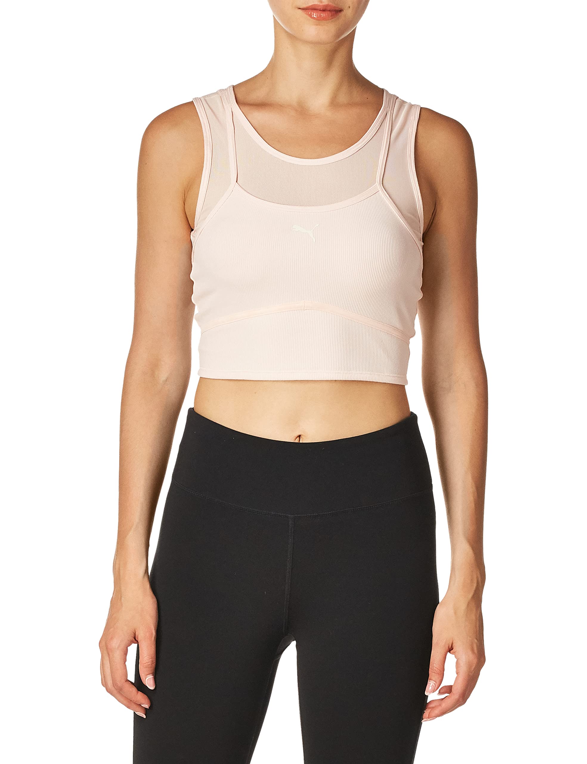 PUMA Women's Studio Layered Crop Top - Workout & Yoga Activewear for Women - Gym, Running & Fitness Fashion