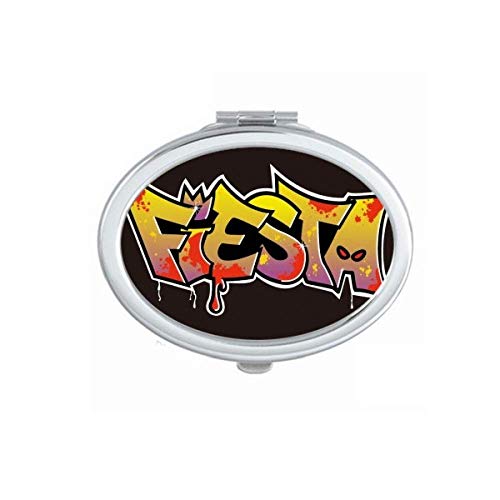 DIYthinker Graffiti Street Fiesta Hand-Decorated Portable Folding Mirror - Double-Sided Makeup & Glasses Mirror for Travel, Home Vanity & Handbag Essentials