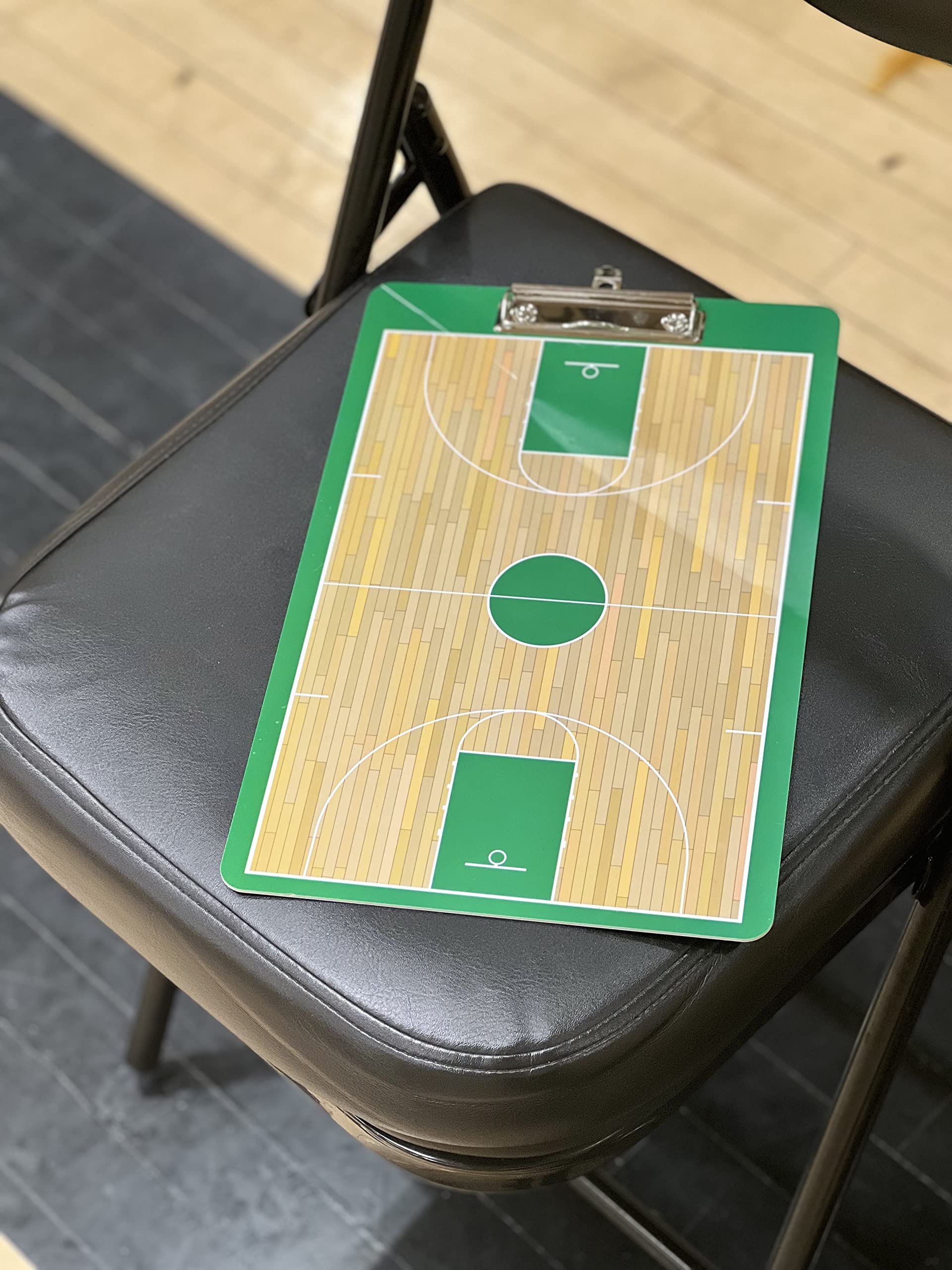 Double-Sided Basketball Coaching Board - Premium Dry Erase Clipboard with Full & Half Court Diagrams (Green) | Perfect for Coaches, Players & Training Sessions