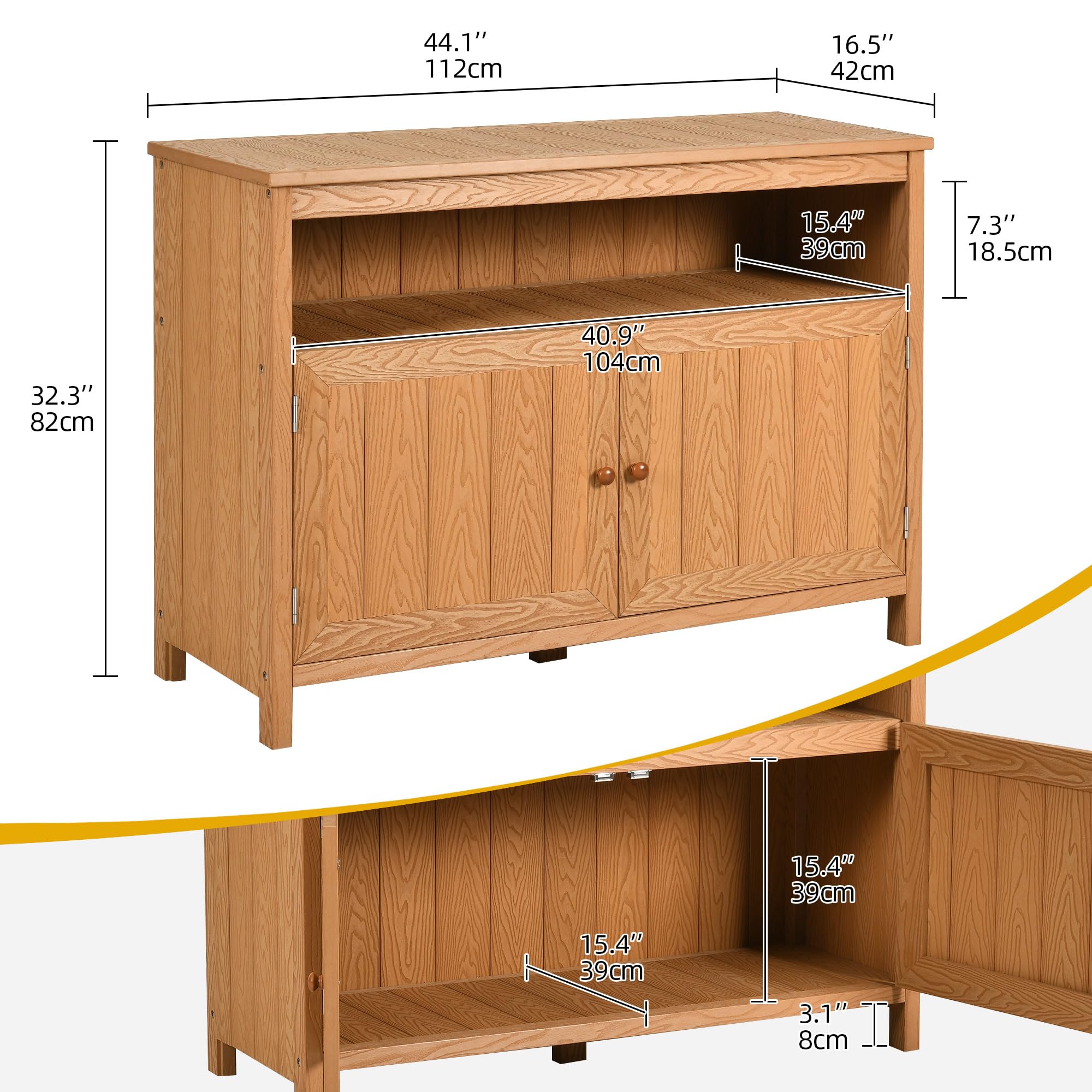 DWVO Poly Lumber Outdoor Sideboard Cabinet - Weather Resistant Patio Bar Table with Storage Shelves for Pool, Garden & Backyard - Brown - Perfect for Outdoor Entertaining and Storage
