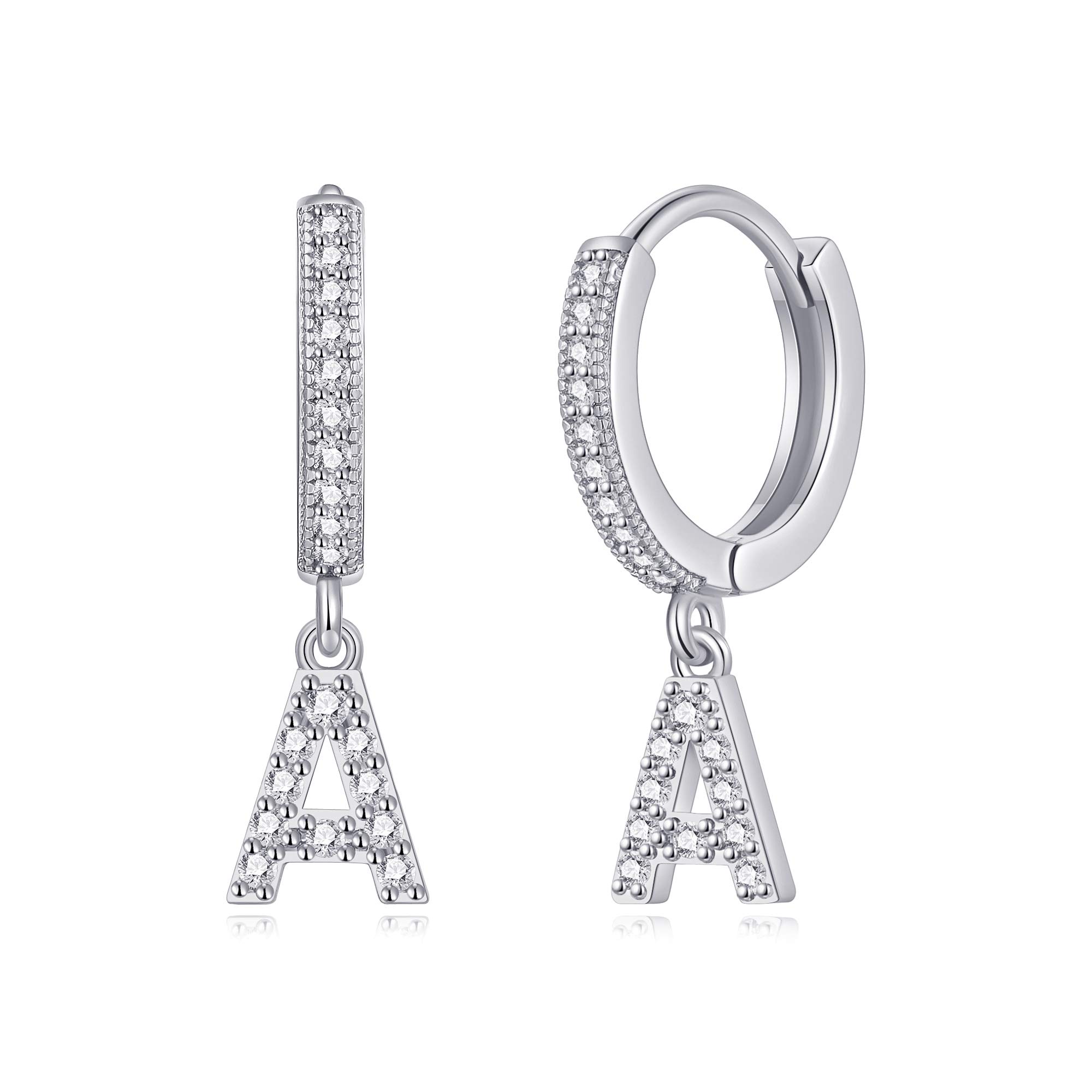 14K Gold Plated Initial Hoop Earrings for Women - Hypoallergenic CZ Letter Stud Earrings in Gold, Silver & Rose Gold | Perfect Birthday Gift, Anniversary Present & Everyday Jewelry Accessory
