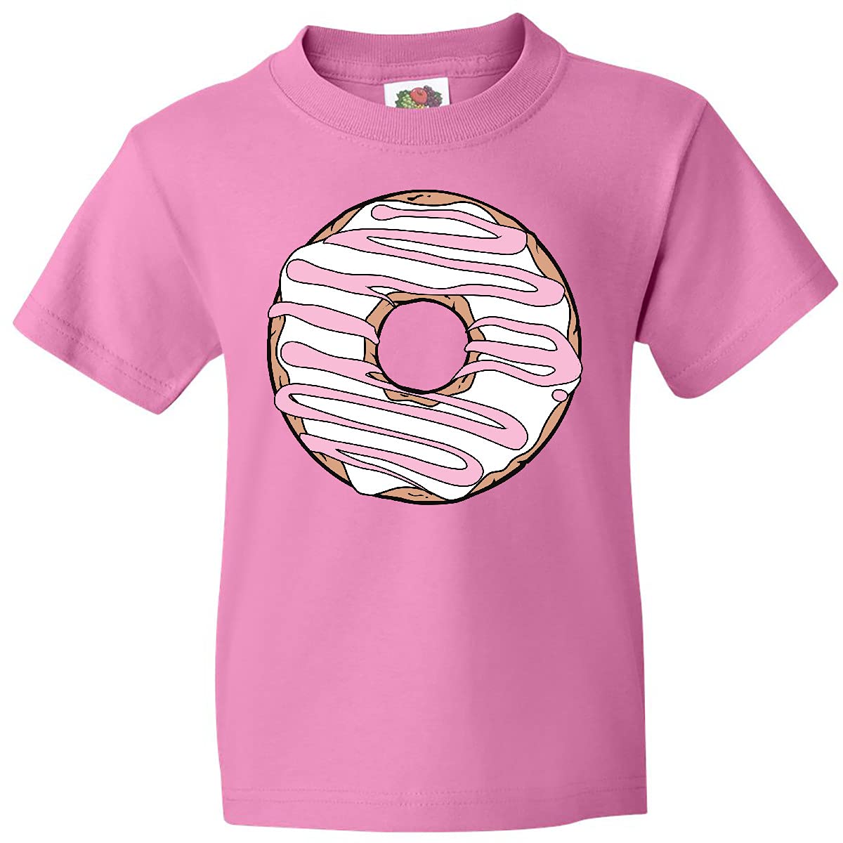 Inktastic Pink Donut Graphic Youth T-Shirt - Cute Doughnut Print Tee with Icing & Frosting Design for Kids & Teens - Perfect for Birthday Parties, School, and Casual Wear
