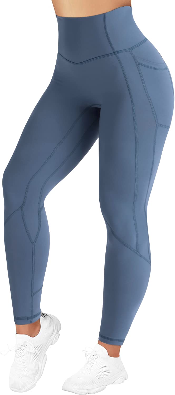 Hopgo Women's High Waisted Yoga Pants with Pockets - 7/8 Length Tummy Control Workout Leggings for Running, Gym & Lounge | Comfortable & Stylish Activewear