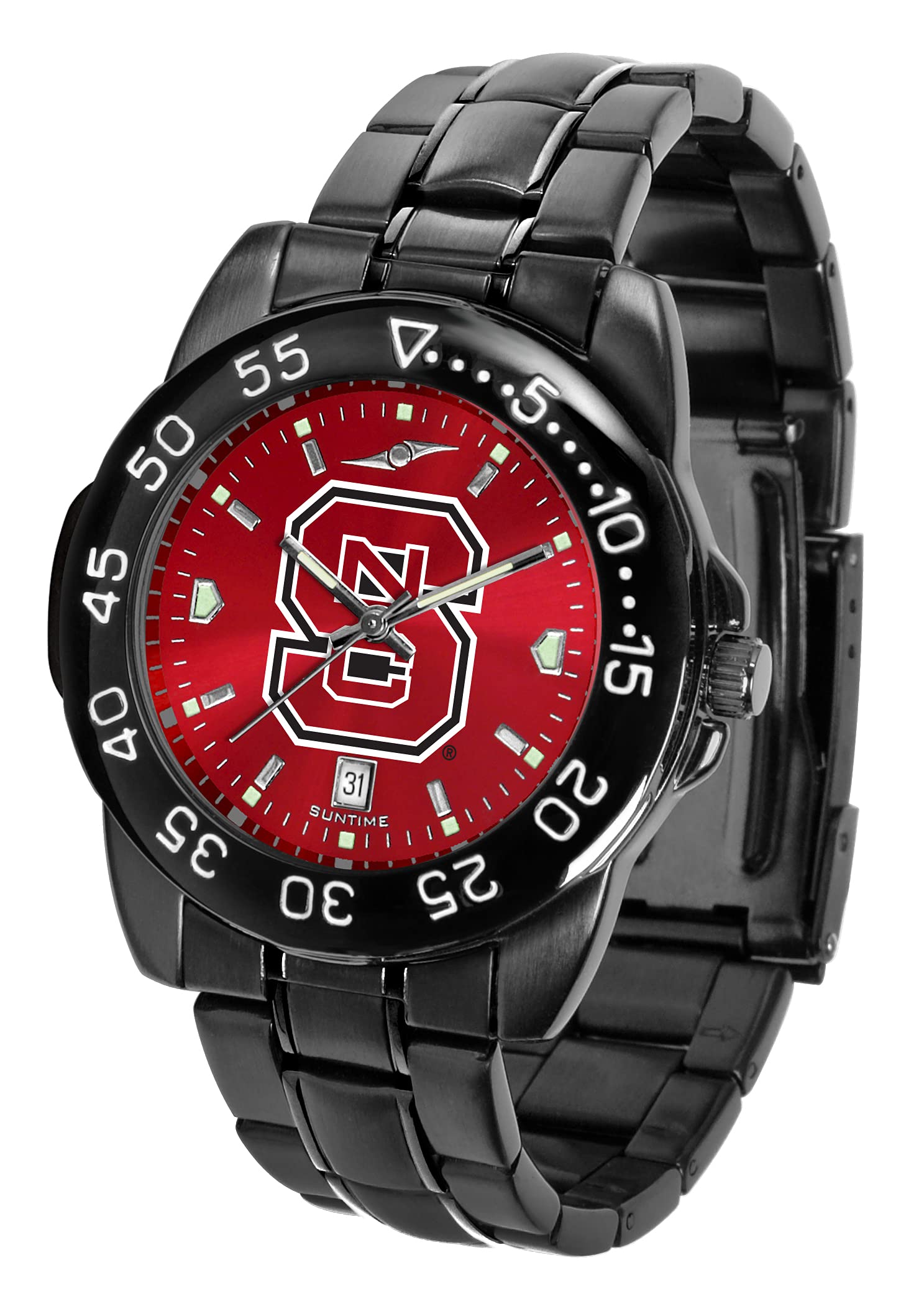 SunTime Men's Fantom Sport Collegiate Team Watch - Black Stainless Steel with Shiny Anochrome Dial - Waterproof Chronograph for Running, Gym & Casual Wear