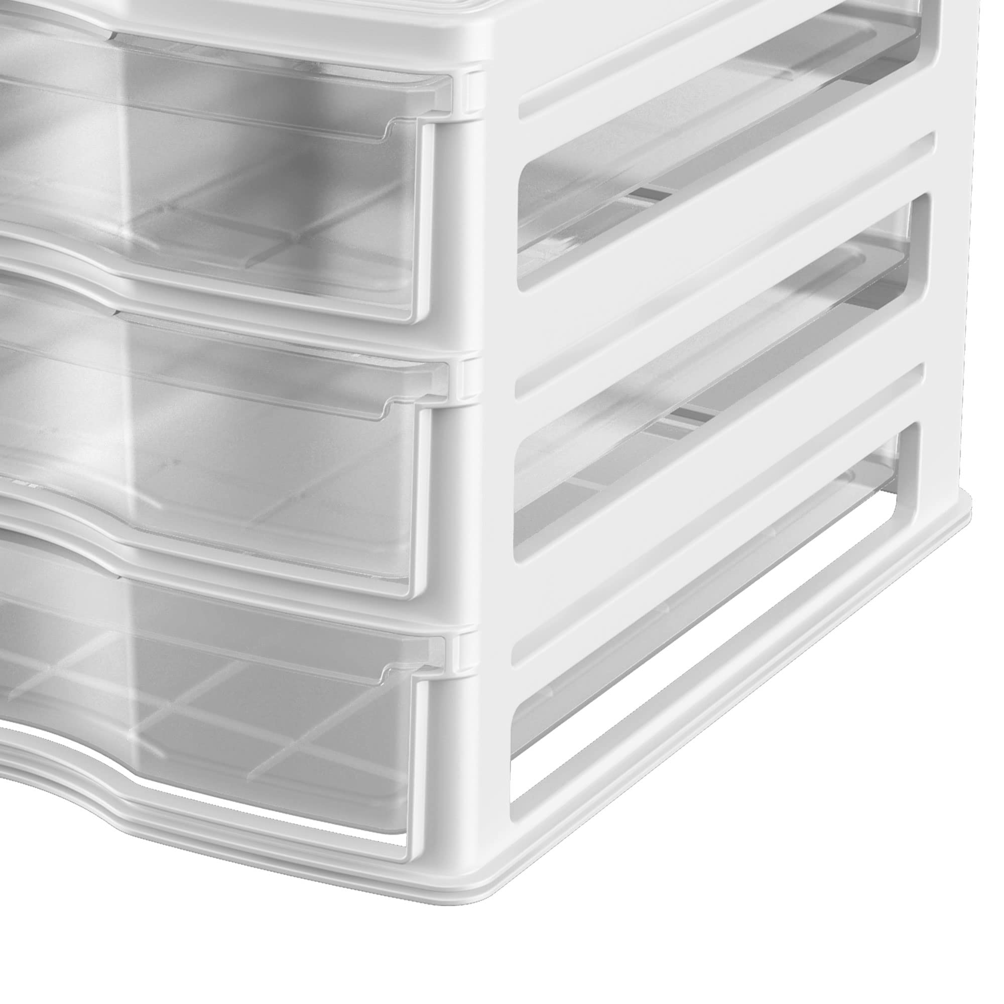 3-Drawer Stackable Shelf Organizer - White (2 Pack) for Bathroom & Pantry Storage