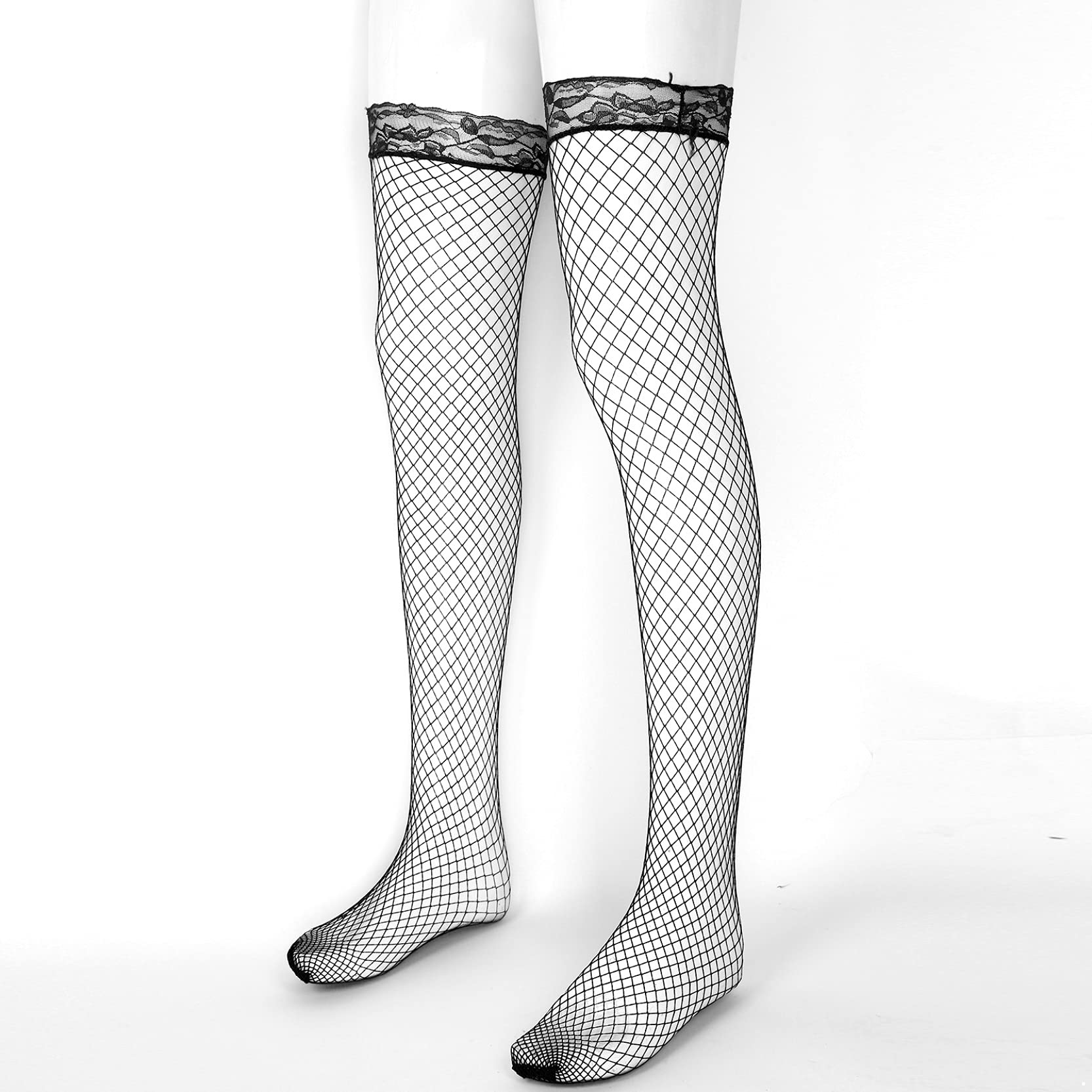 Sexy Men's Lace Fishnet Stockings - Transparent Hollow-Out Long Stockings for Crossdressing, Cosplay & Sensual Wear