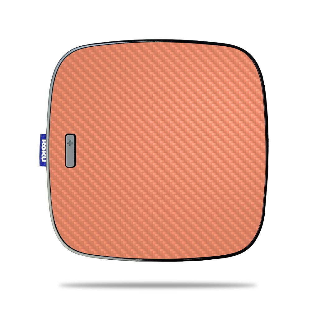 MightySkins Carbon Fiber Skin for Roku Ultra - Solid Peach | Protective & Durable Textured Cover | Easy to Apply & Remove | Made in USA | Perfect for Home Entertainment & Personalized Streaming Devices