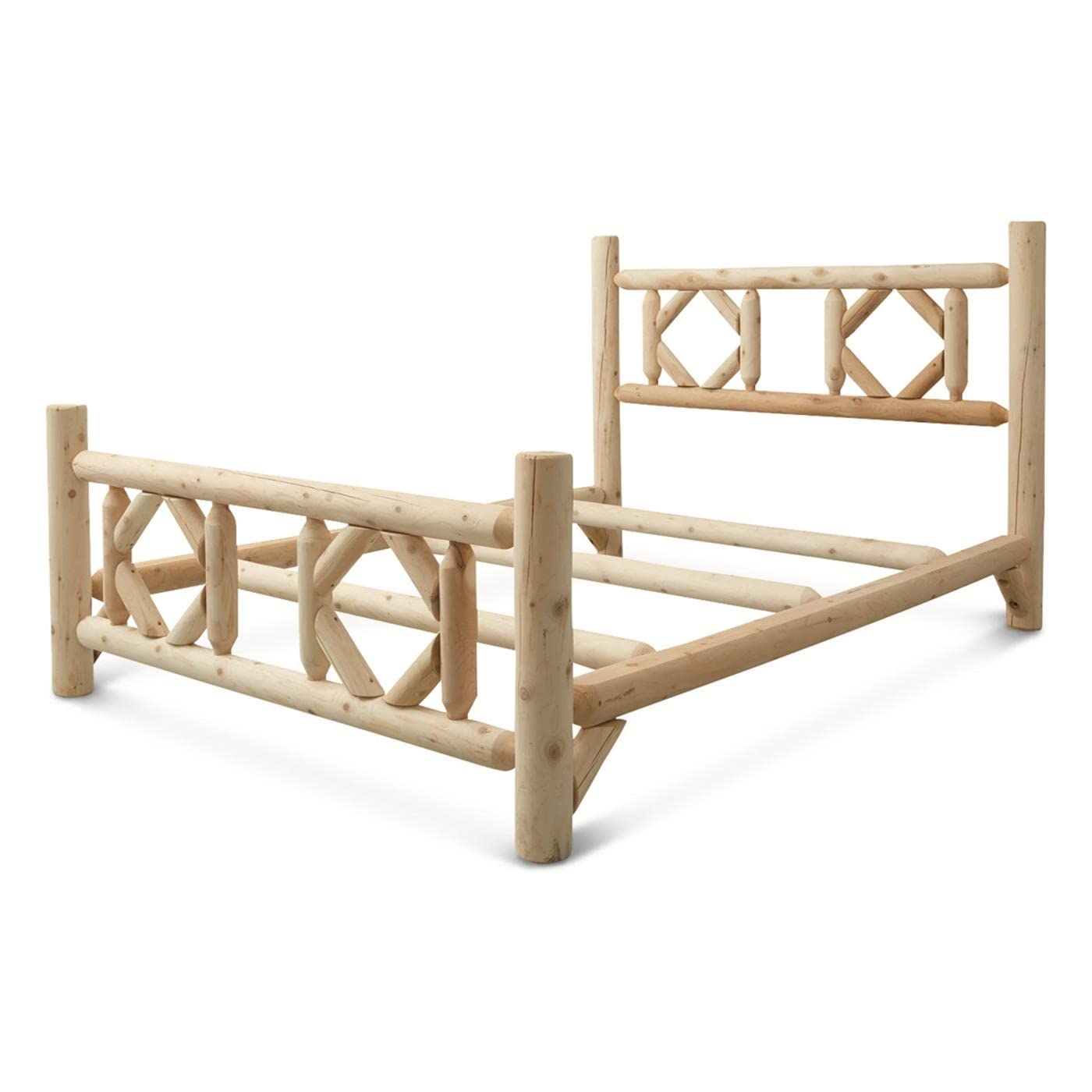 CASTLECREEK Diamond Cedar Log Twin Bed Frame - Rustic Natural Wood Bed with Headboard for Cozy Cabin & Farmhouse Bedroom Decor