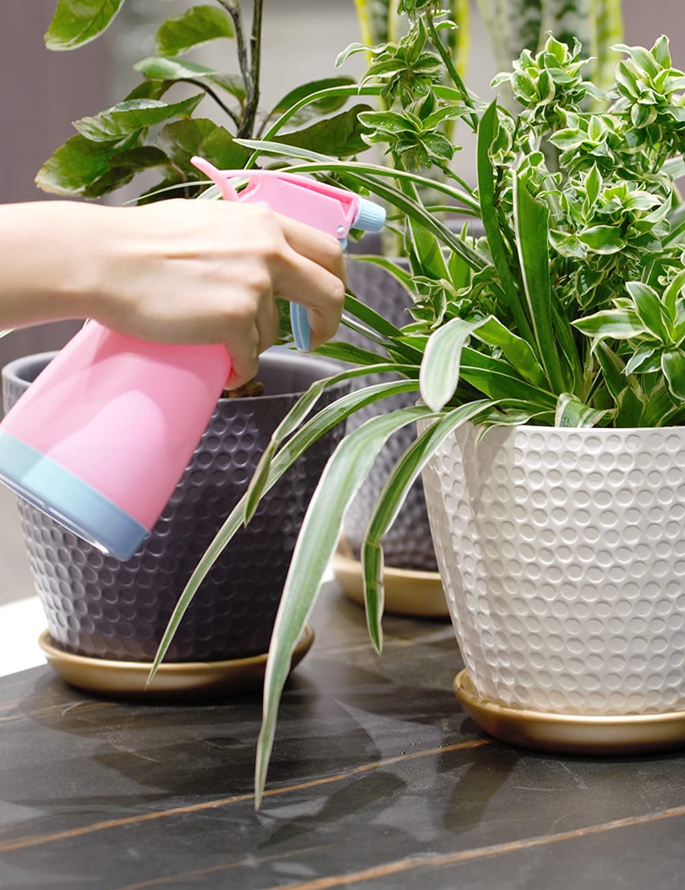 10 Inch White Honeycomb Ceramic Planter with Drainage Hole & Saucer - Indoor/Outdoor Flower Pot for Succulents, Herbs, Small Plants - Perfect for Home, Office, Garden Decor