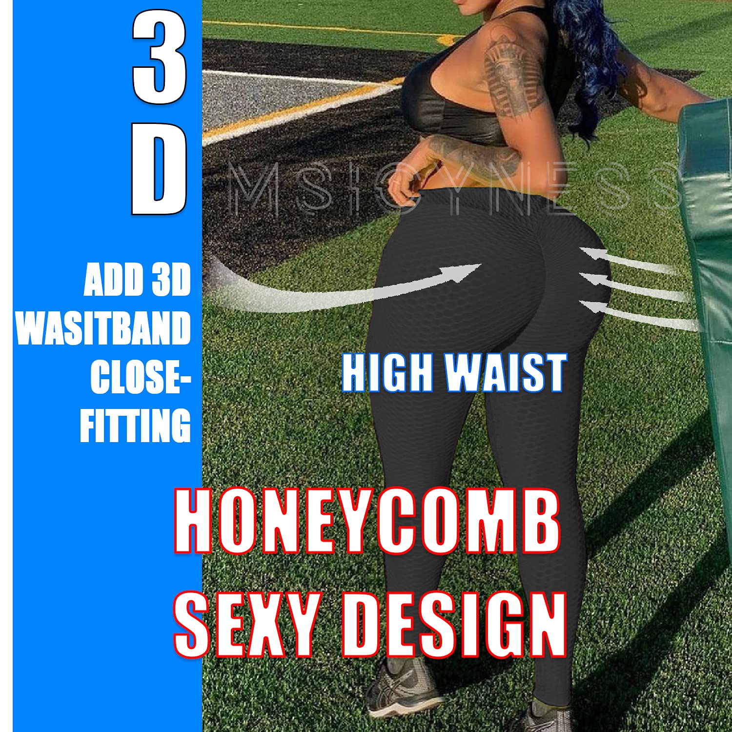 Msicyness 3 Pack High Waist Yoga Pants for Women - Tummy Control & Butt Lifting Textured Scrunch Leggings | TikTok Viral Booty Tights for Workout, Gym & Casual Wear