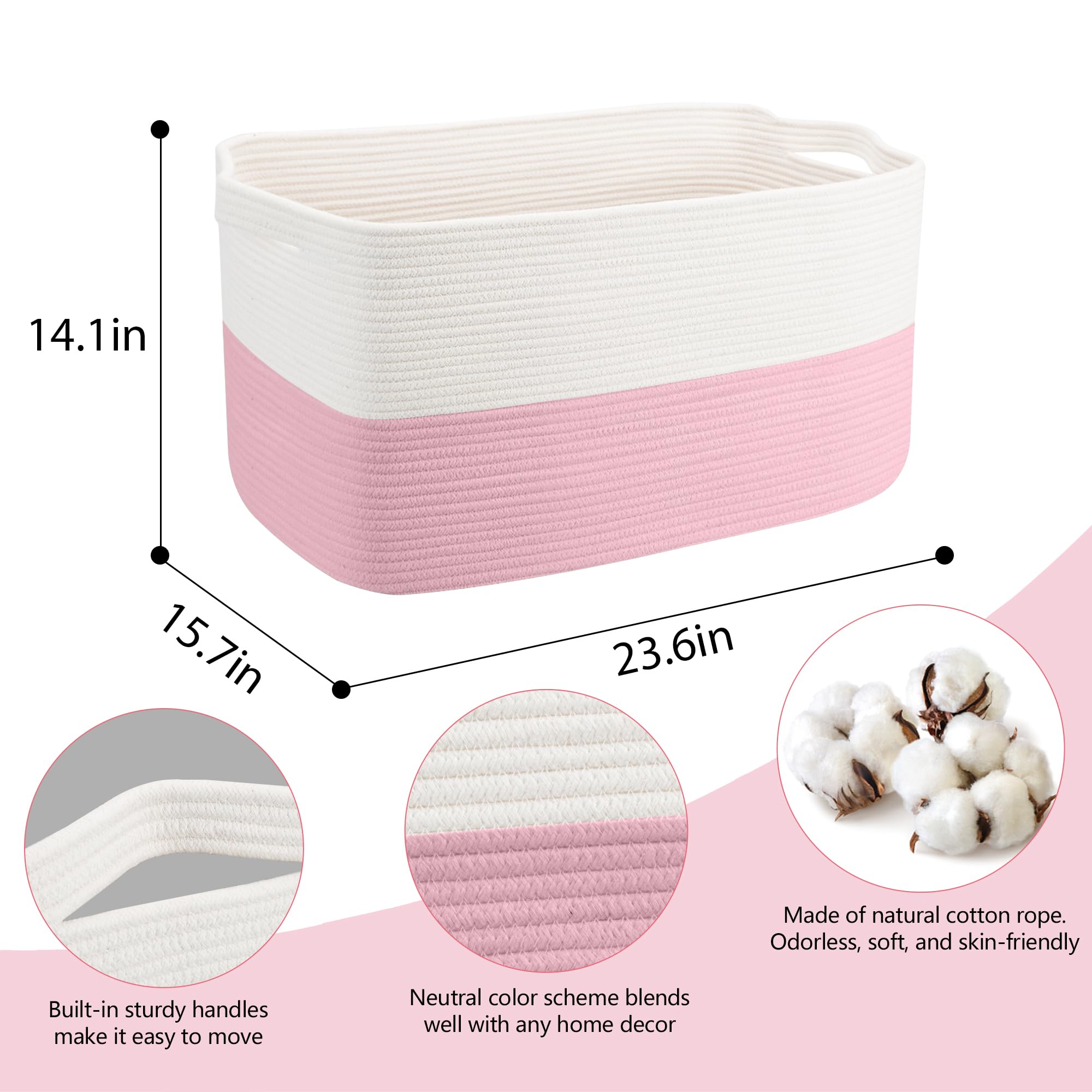 XXXL Pink Storage Basket - 23.6