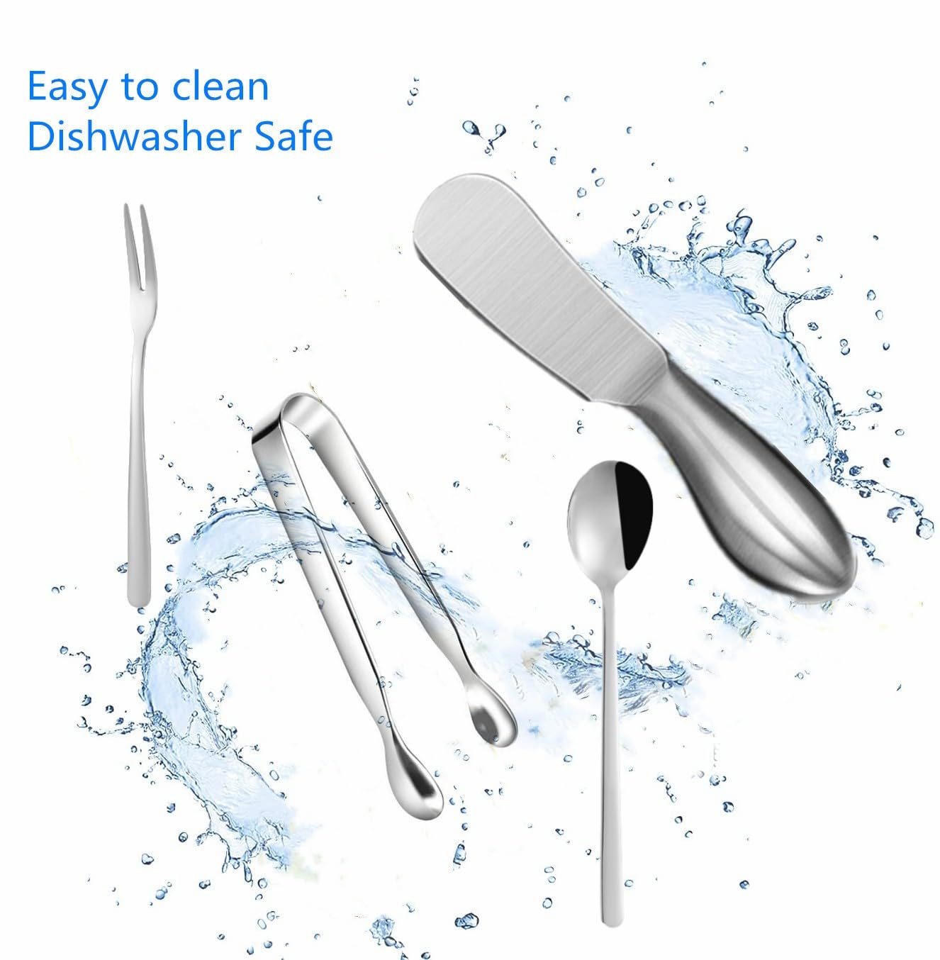 16-Piece Stainless Steel Cheese & Butter Spreader Knife Set - Mini Serving Utensils for Charcuterie Boards (Includes Tongs, Spoons & Forks) - Perfect for Cheese Platters, Pastries, Parties & Entertaining