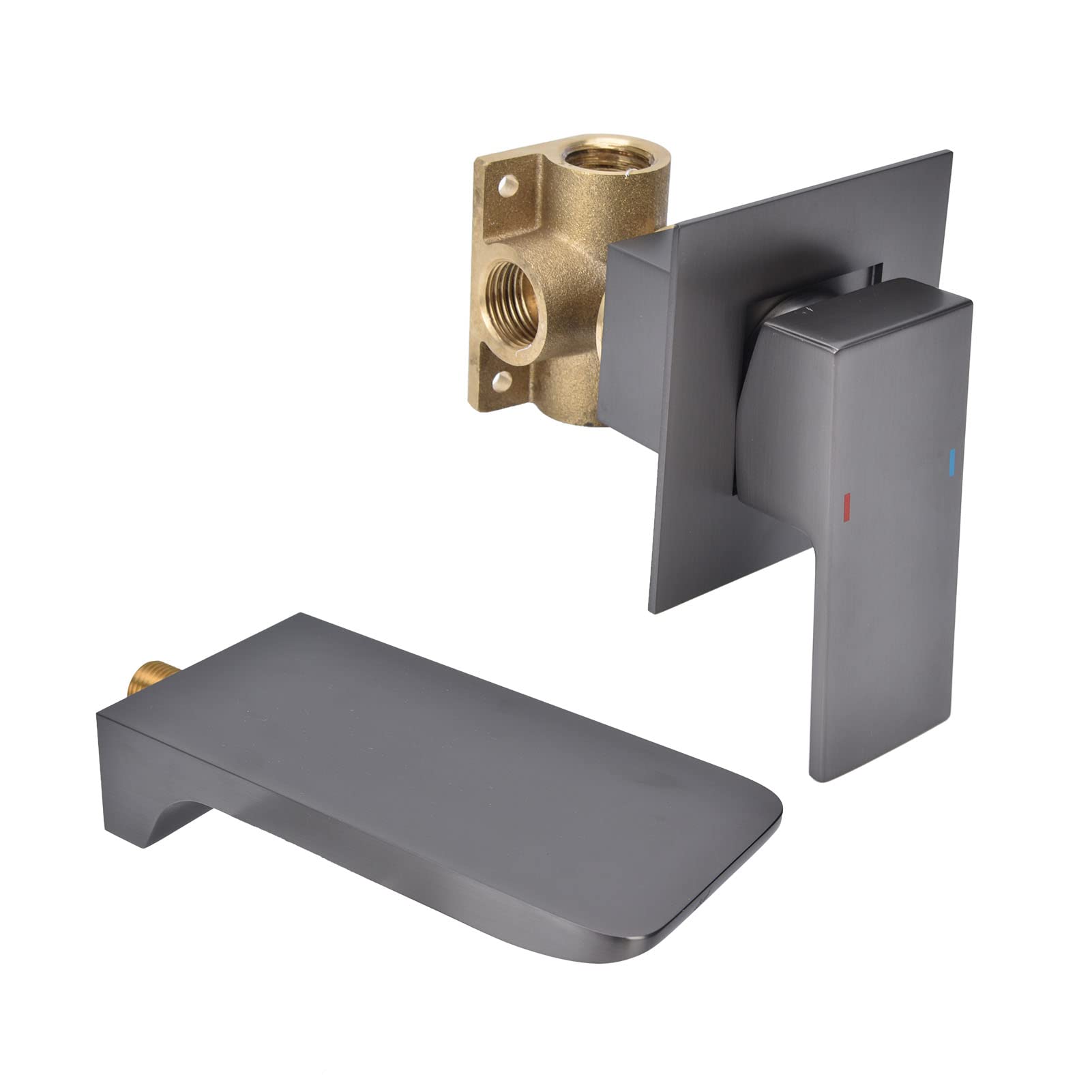 SAZAO Wall Mounted Waterfall Kitchen Faucet - Copper Finish with G12 Male Thread for Hot & Cold Water | Perfect for Modern Farmhouse & Industrial Style Kitchens