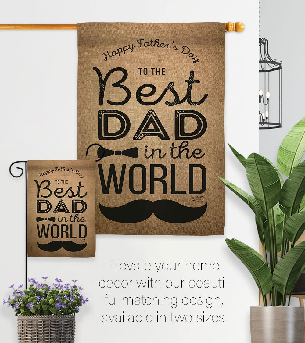 Best Dad Garden Flag Set with Stand - Father's Day Yard Gift for Home Decor