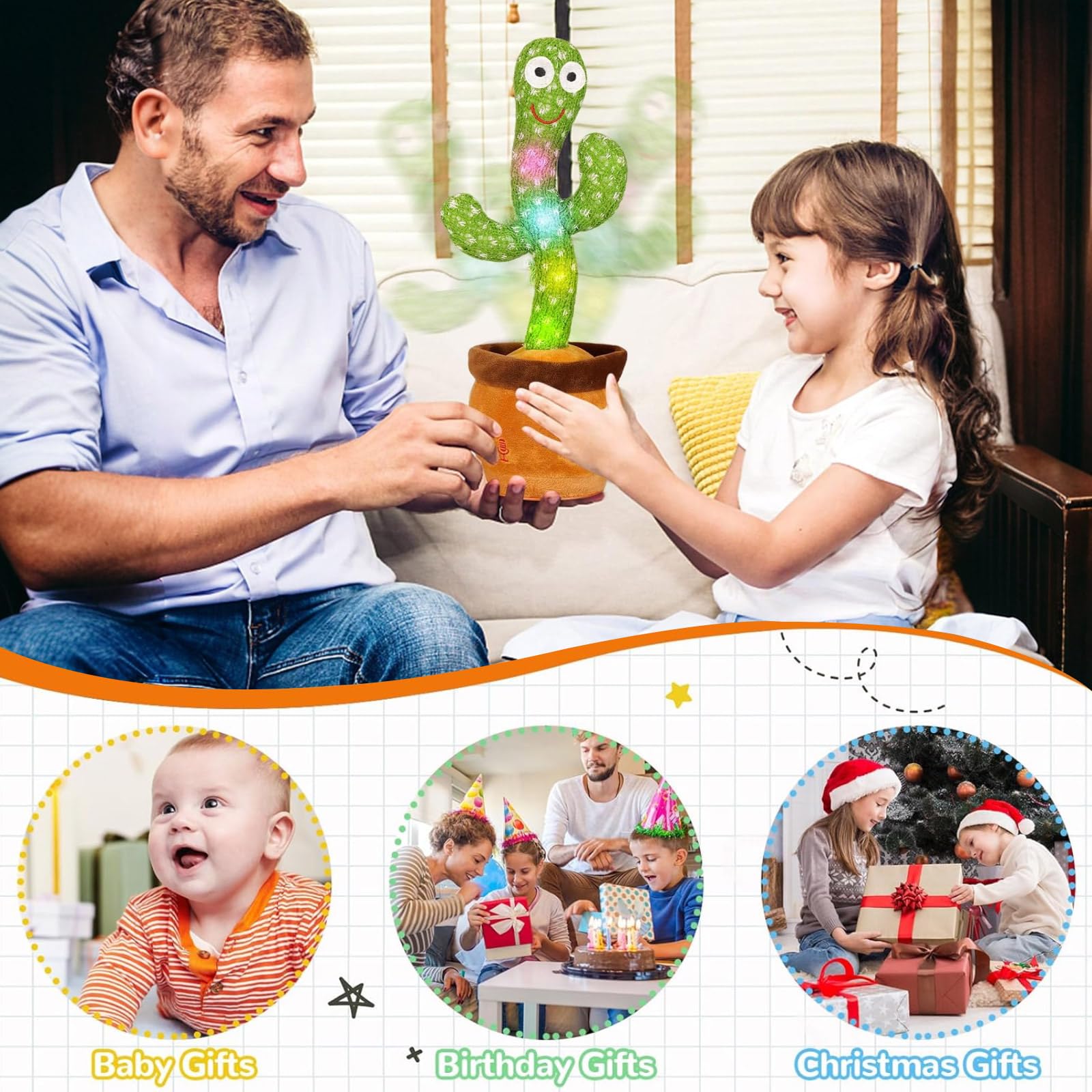 Baby Dancing Cactus Toy - Interactive Talking & Singing Cactus with Glowing Effects - Educational Musical Toy for Boys & Girls - Perfect for Playtime, Learning & Birthday Gifts