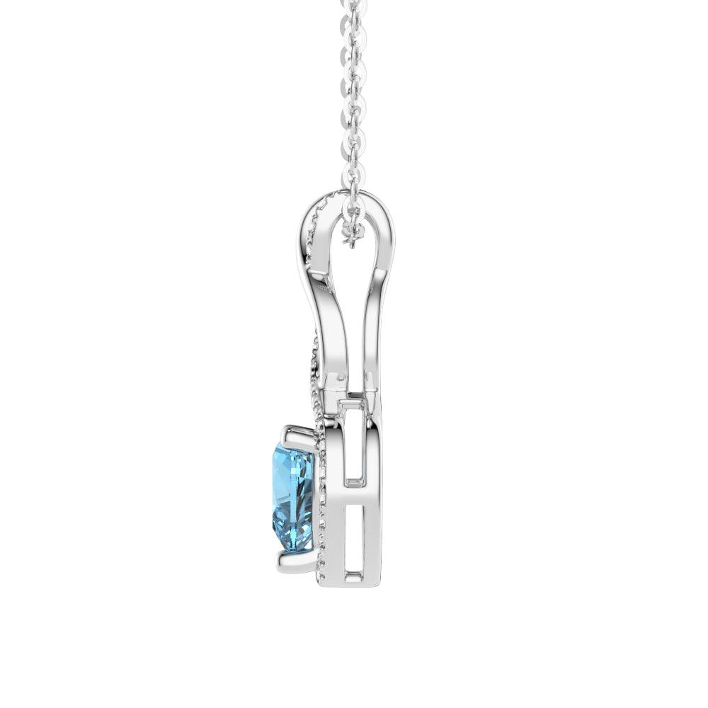 1.05 CT Natural Aquamarine Infinity Heart Pendant Necklace with Diamond Accents - Elegant Jewelry Gift for Women, Perfect for Valentine's Day, Anniversary & Special Occasions